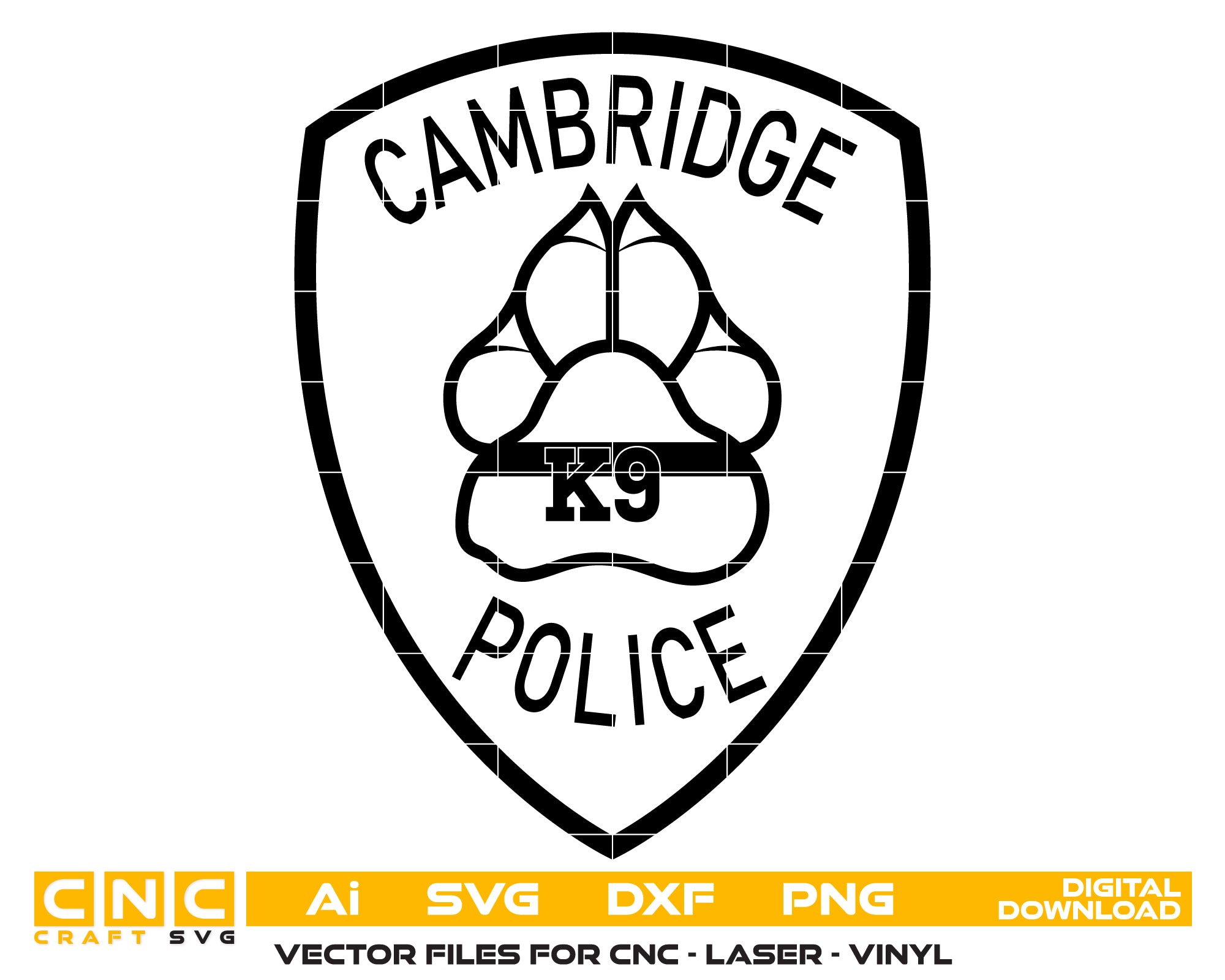 Cambrodge Police K9 Patch SVG, Police K9 Patch Vector, Canine Unit Patch SVG, Law Enforcement K9 Patch, Police Dog Patch Vector