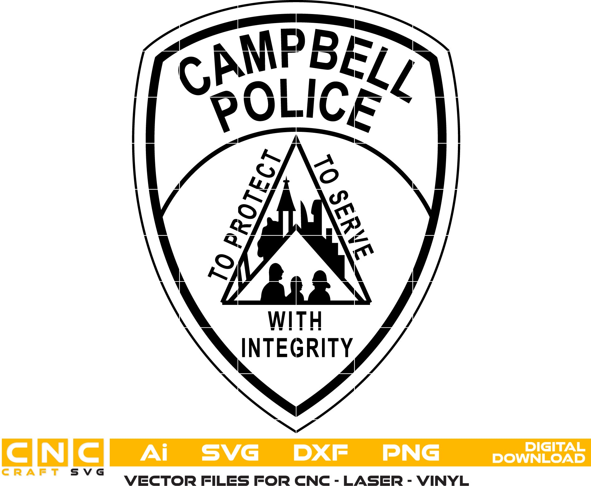 Campbell Police Badge, Campbell Police Logo, Campbell Police Seal, Digital File