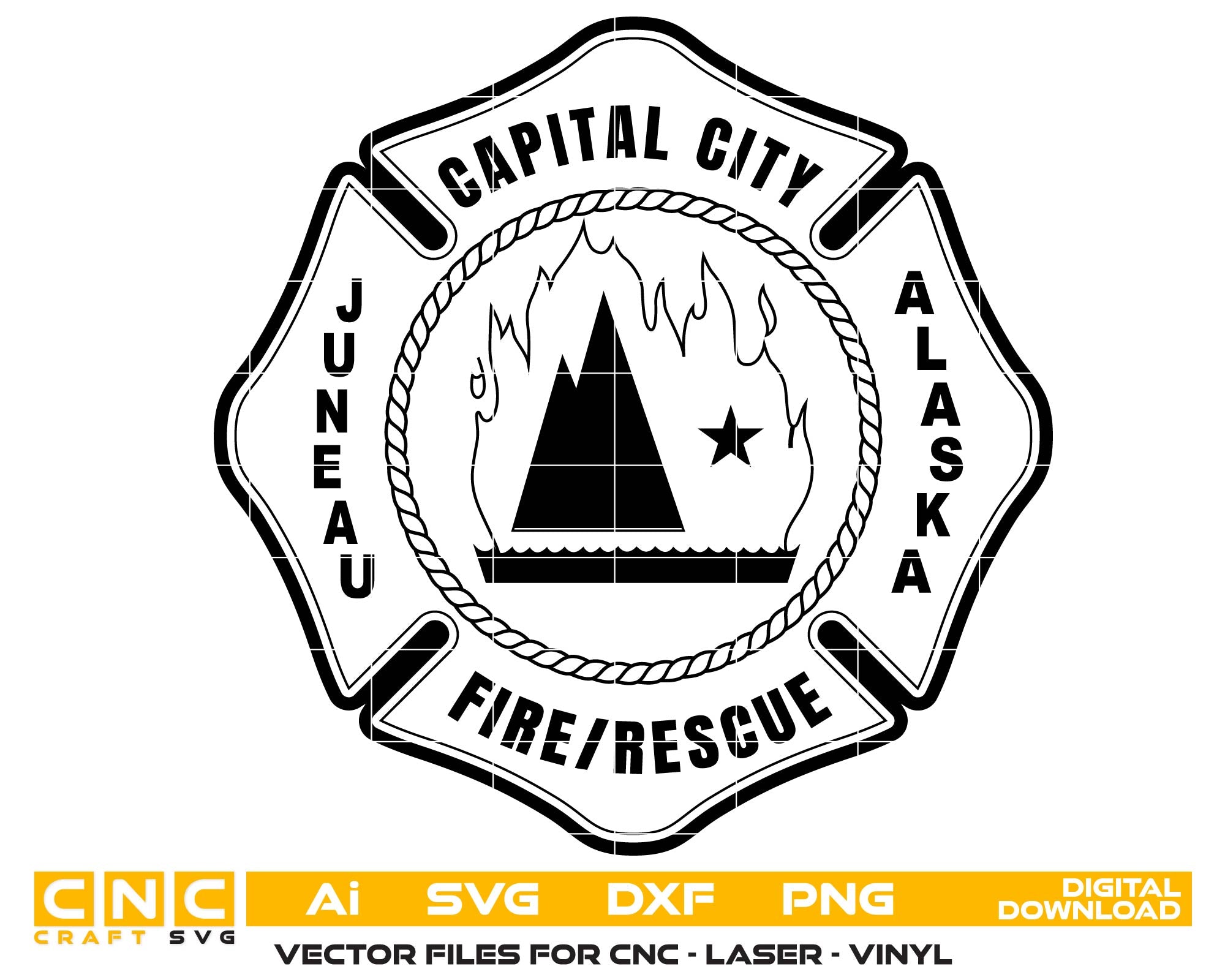 Capital City Fire Rescue Juneau Alaska Badge,Fire Rescue Juneau Alaska Patch,  Fire Department Badge,  Fire Department Badge Svg