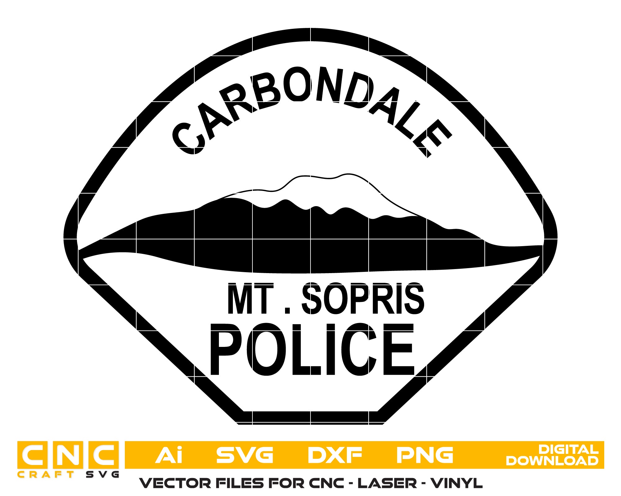 Carbondale Mt. Sopris Police Badge SVG | Law Enforcement Vector for CNC, Laser & Craft Projects