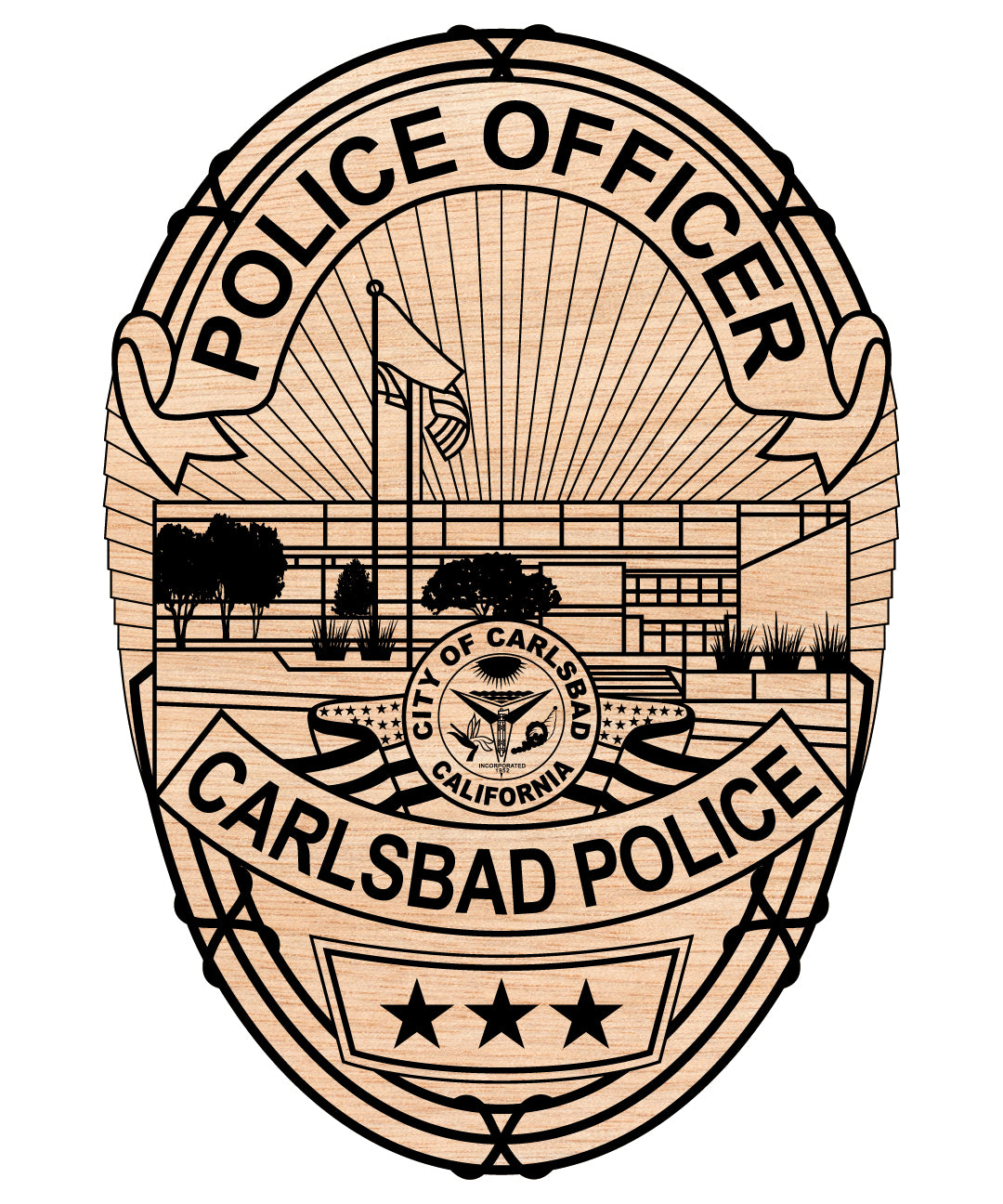 Carlsbad Police Officer Badge SVG, California Police Badge Vector, Carlsbad Law Enforcement Emblem, Police Officer Shield SVG, Carlsbad PD Badge Design
