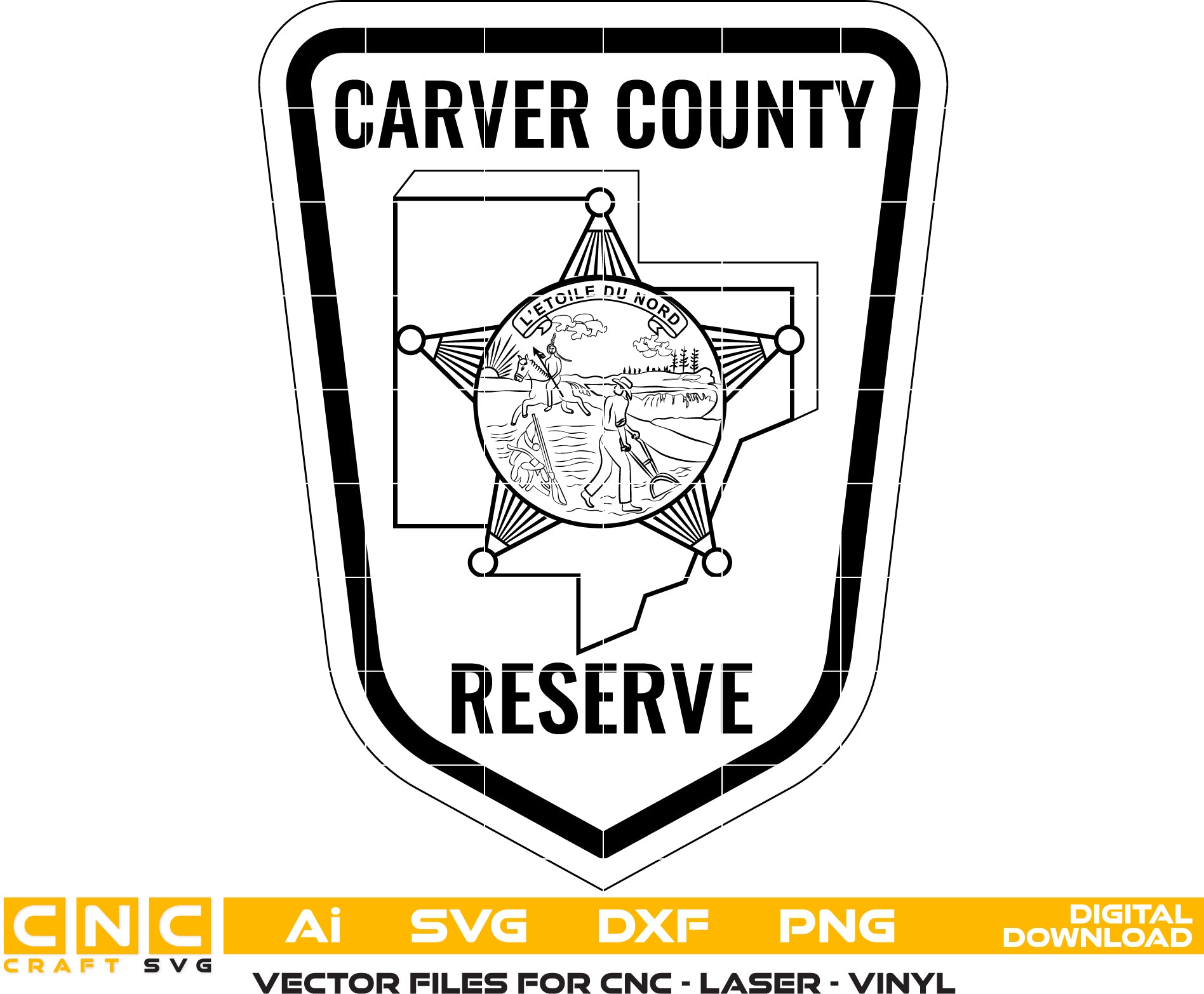 Carver County Sheriff Reserve Badge Vector Art - Laser Engraving and Woodworking Files