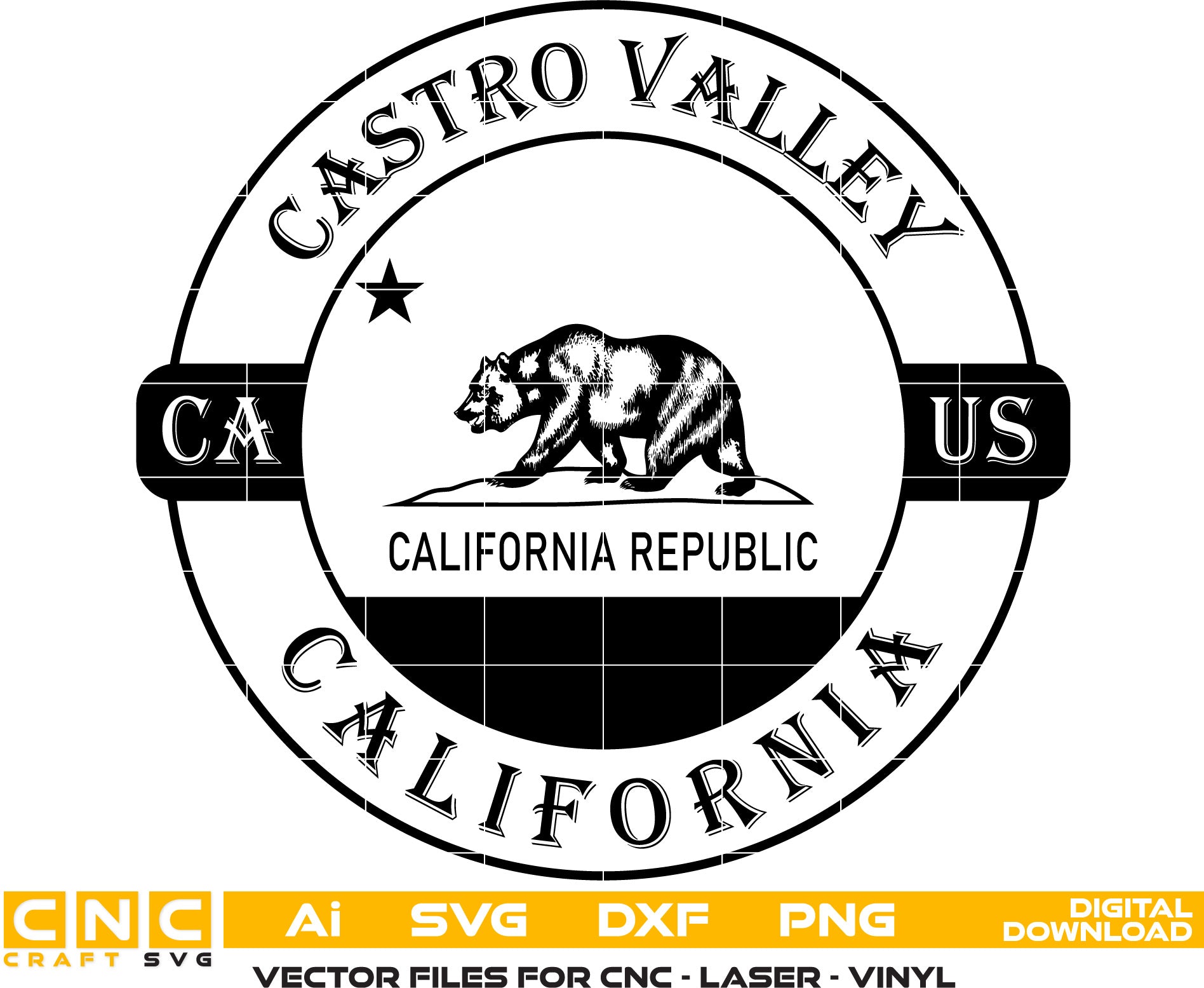 Castro Valley California Seal, Castro Valley California Logo, Vector art, Digital File