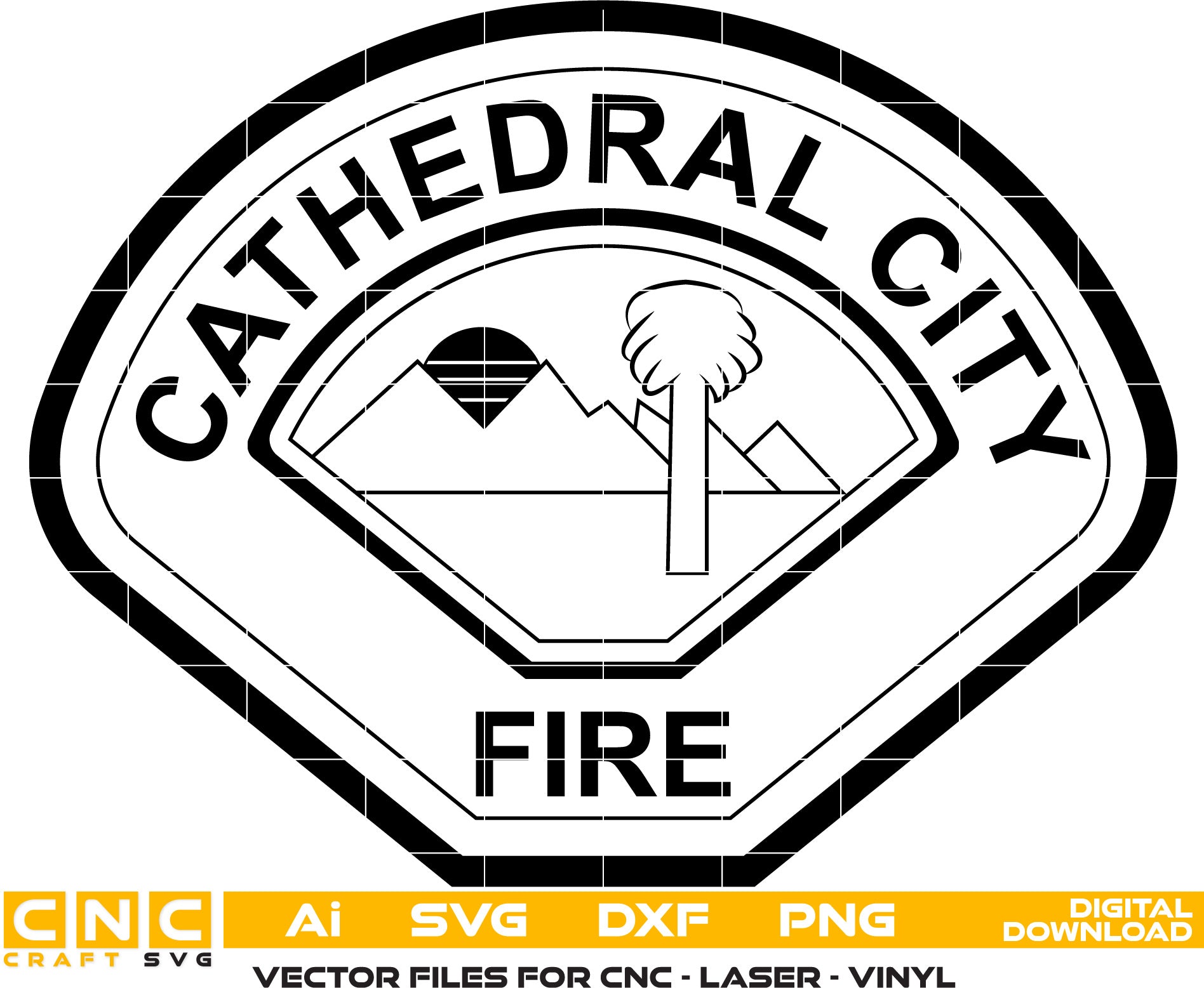 Cathedral City Fire Department Badge Vector Art