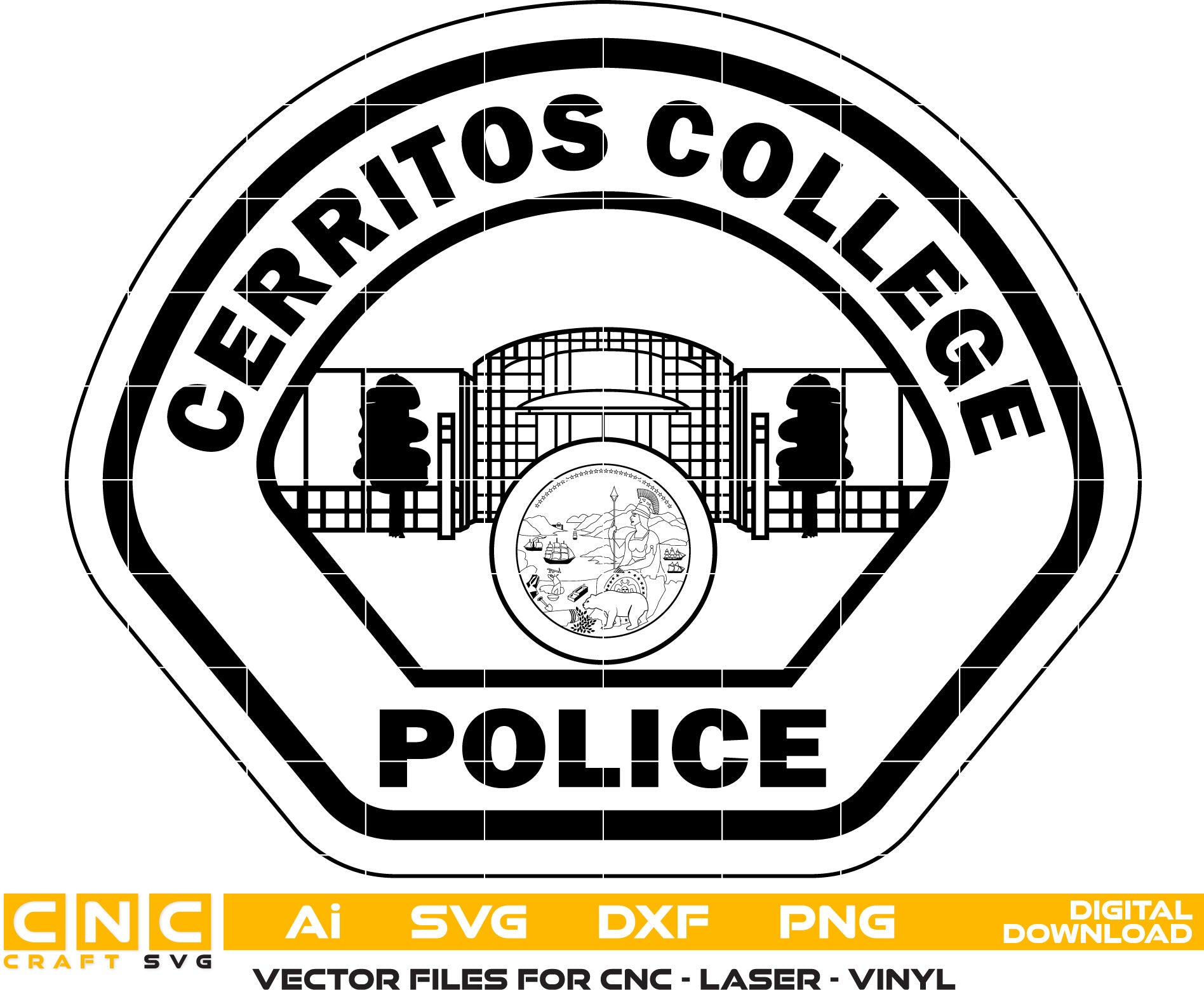 Cerritos College Police Badge, California Police Badge, Cerritos College Police Seal, Digital File