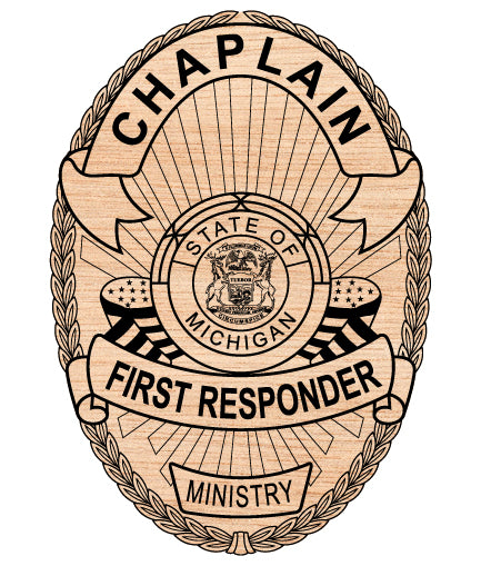 Chaplain First Responder Badge SVG, Michigan Chaplain Badge Vector, First Responder Emblem Michigan SVG, Chaplain Law Enforcement Badge SVG, Michigan Responder Badge
