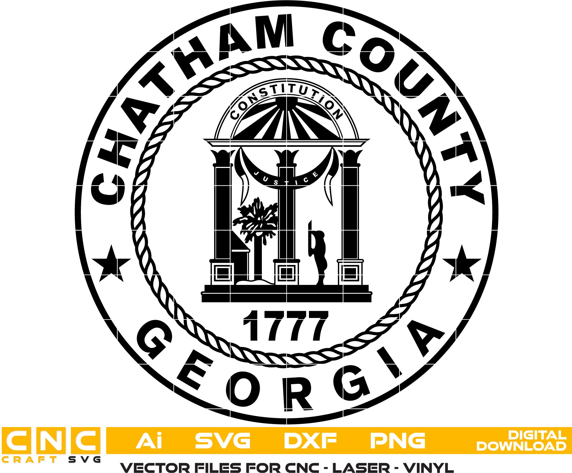 Chatham County Georgia Seal, Chatham County Logo, Vector art, Digital File