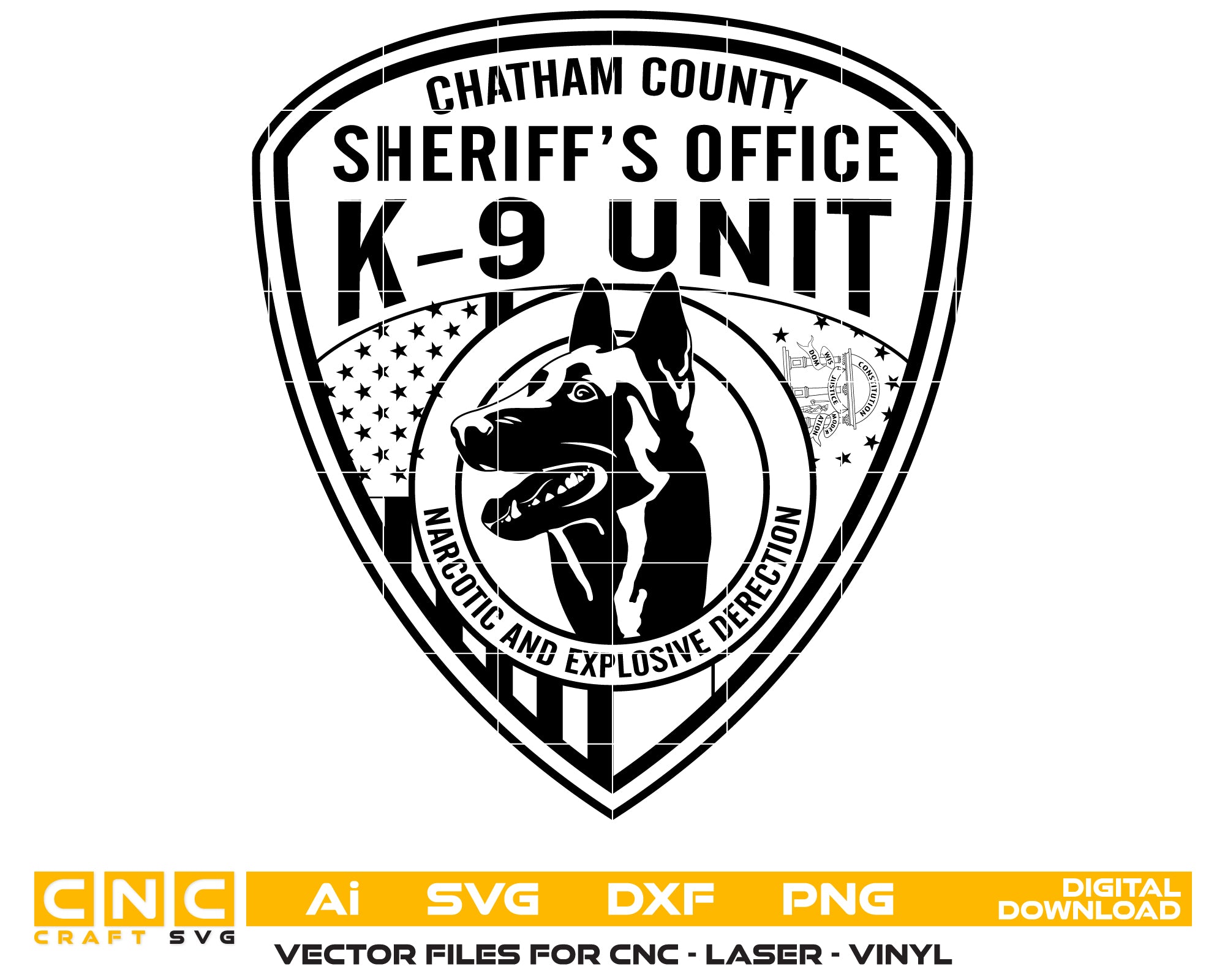 Chatham County Sheriff’s K-9 Unit Logo SVG, Georgia K9 Police Vector, Chatham County Law Enforcement Logo, Police Dog Unit SVG, K-9 Handler Badge Design