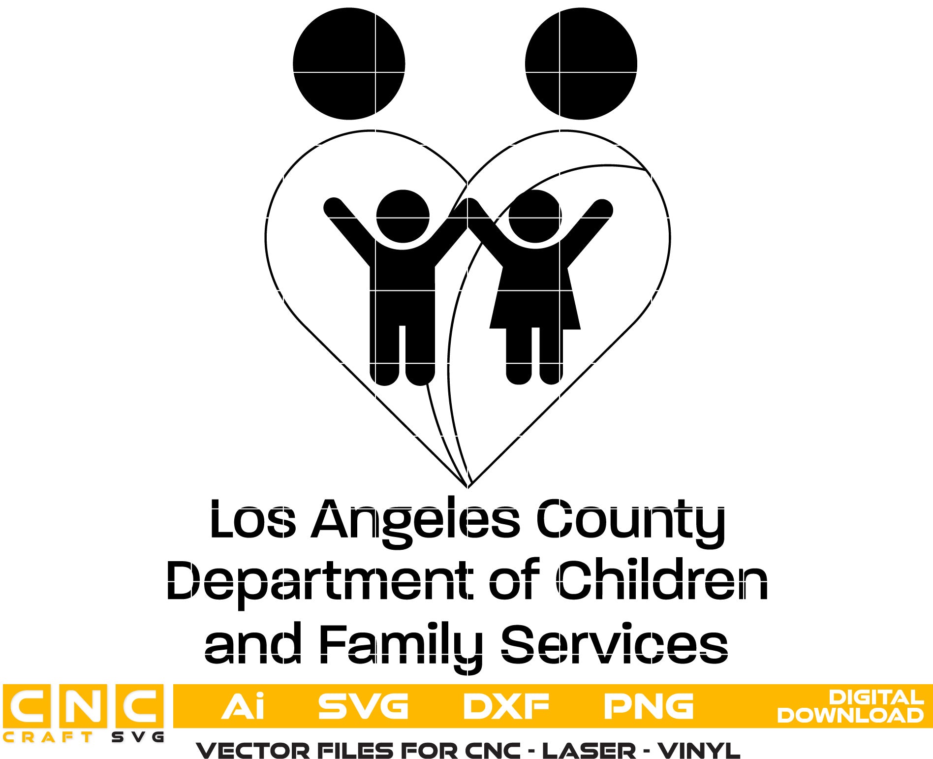 Children and Family Services Dept Los Angeles Logo Vector Art, Ai,SVG, DXF, PNG, Digital Files for Laser Engraving, Woodworking & Printing