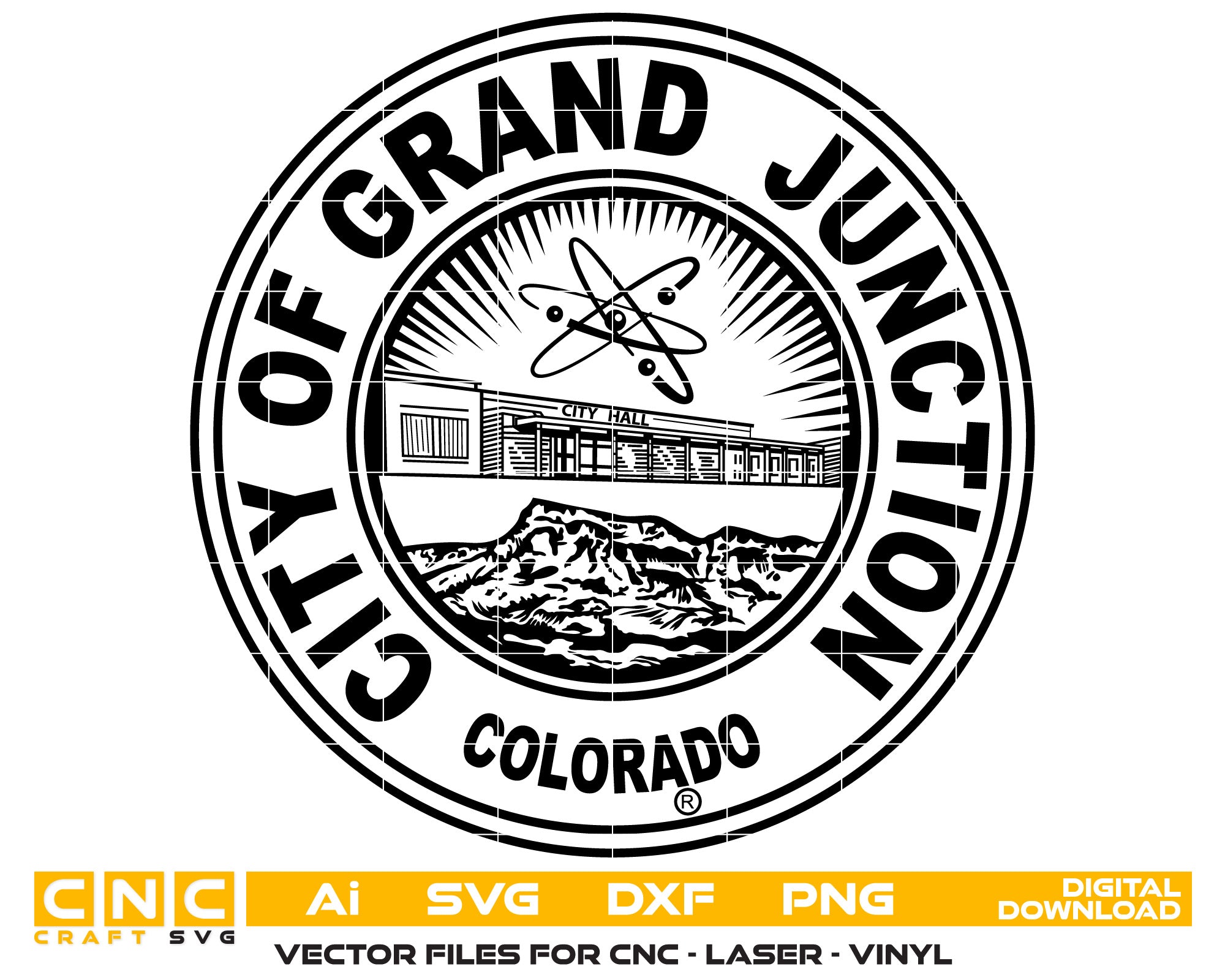 City of Grand Junction Colorado Seal SVG | Official Emblem Vector for CNC, Laser & Crafts