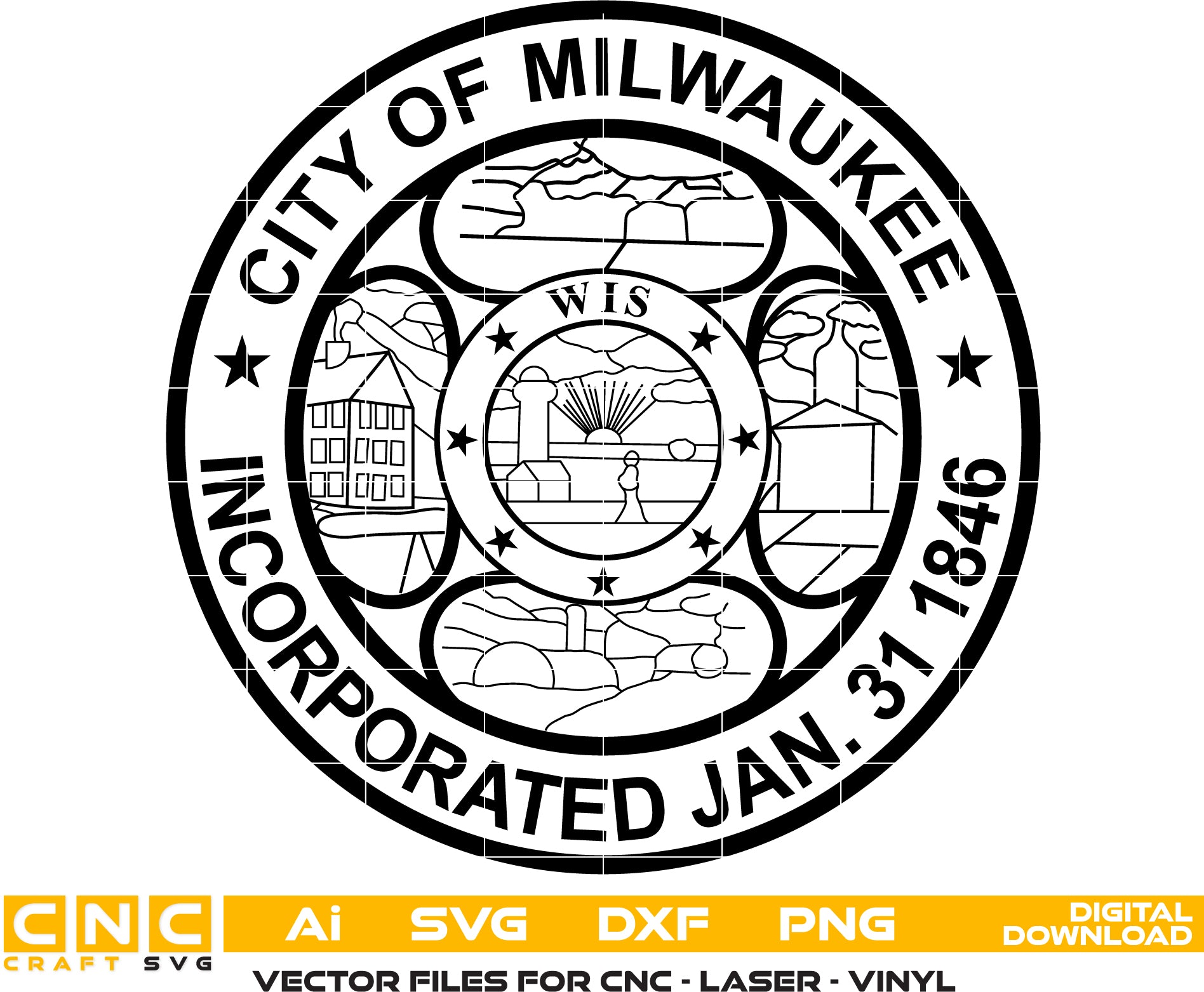 City Of Milwaukee Seal Vector art Digital file