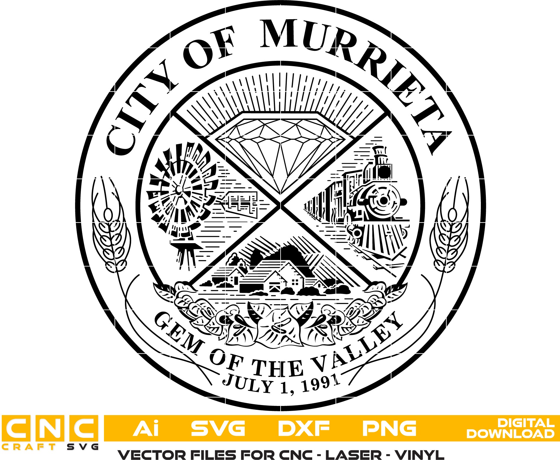 City Of  Murrieta Seal Vector art Digital file