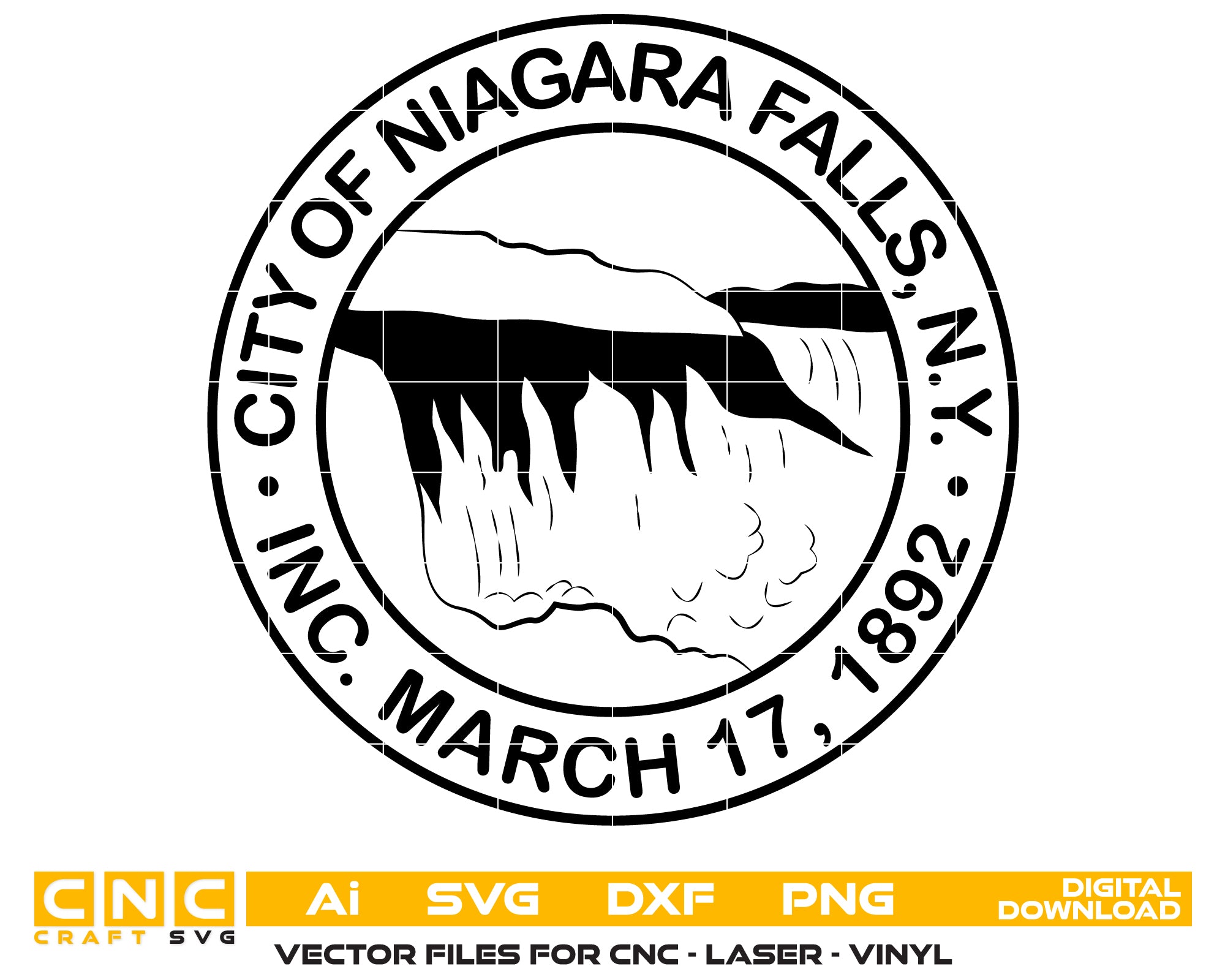 City of Niagara Falls Seal, N.Y. – High-Resolution Vector for Engraving & Printing