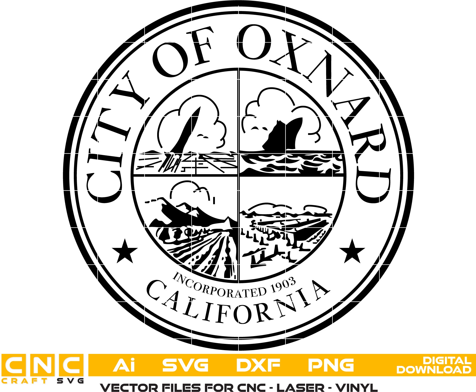 City Of Oxnard California Seal Vector art Digital file