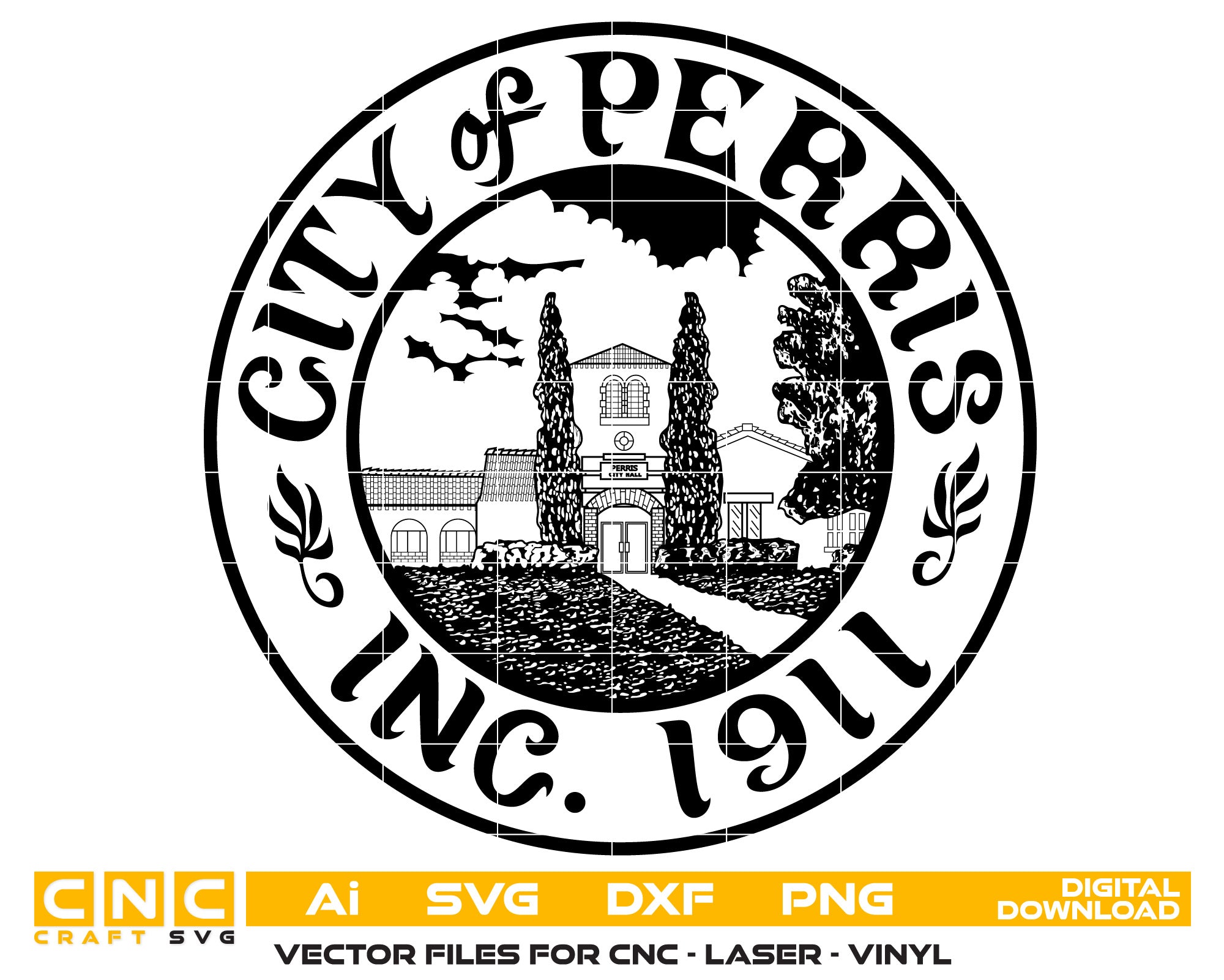 City Of Perris Seal Vector art Svg, Dxf, Jpg, Png, and Ai files For la