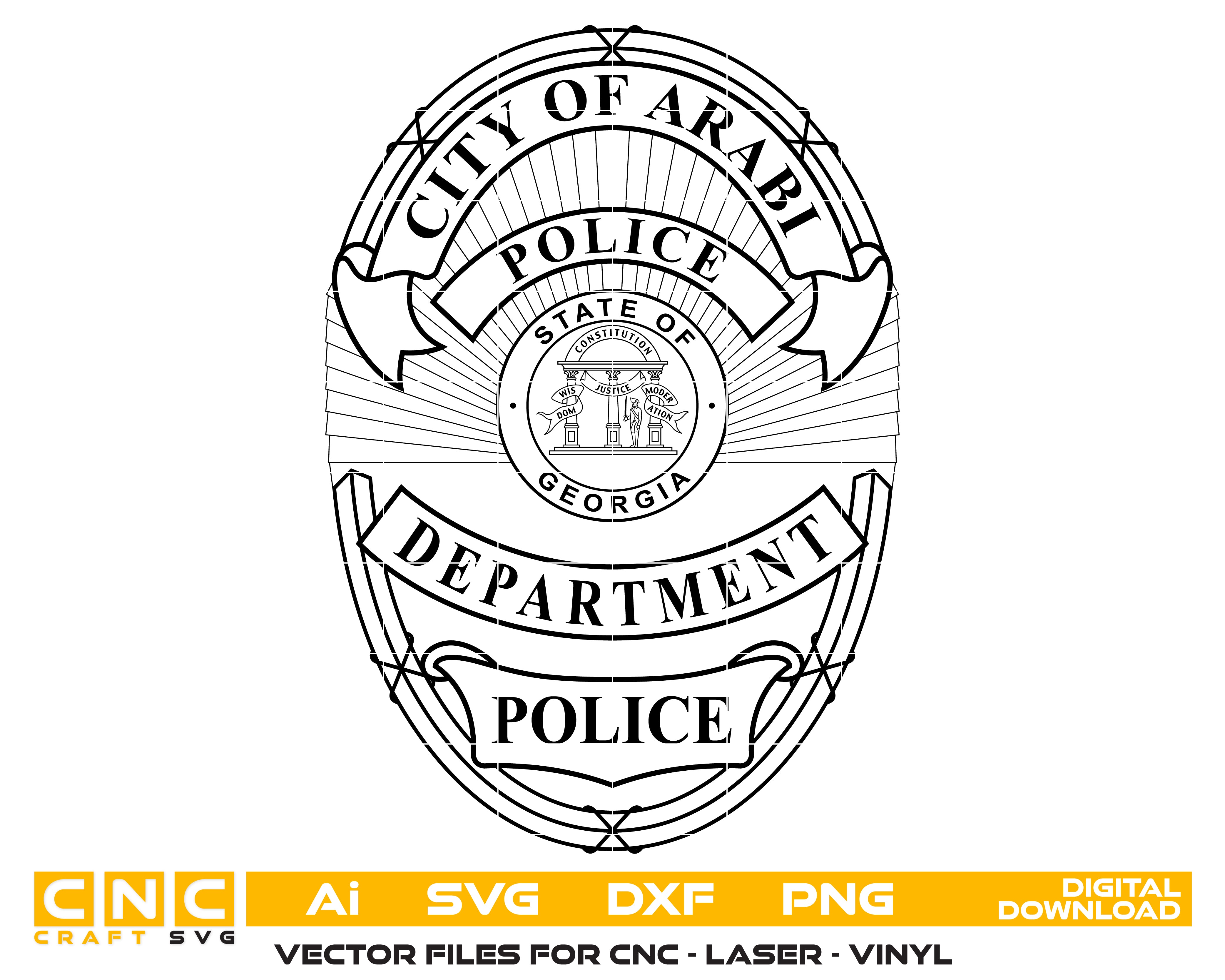 City Of Arabi Police Department Badge SVG, Arabi Georgia Police Badge Vector, Georgia Police Department Badge, Law Enforcement Badge SVG, Arabi Police Badge Vector