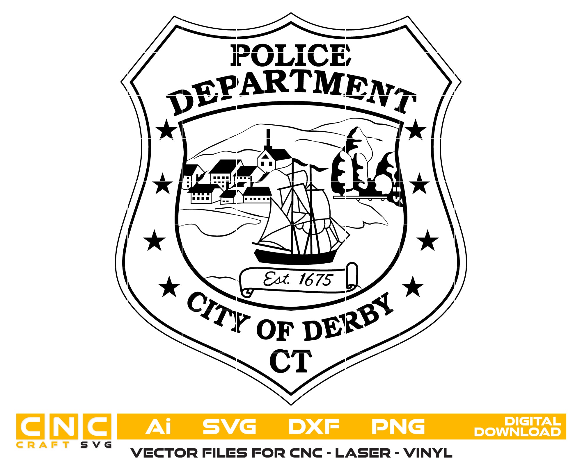City Of Derby Police Department Patch SVG, Derby Police Patch Vector, Police Department Patch SVG, Law Enforcement Patch Vector, City Police Patch SVG