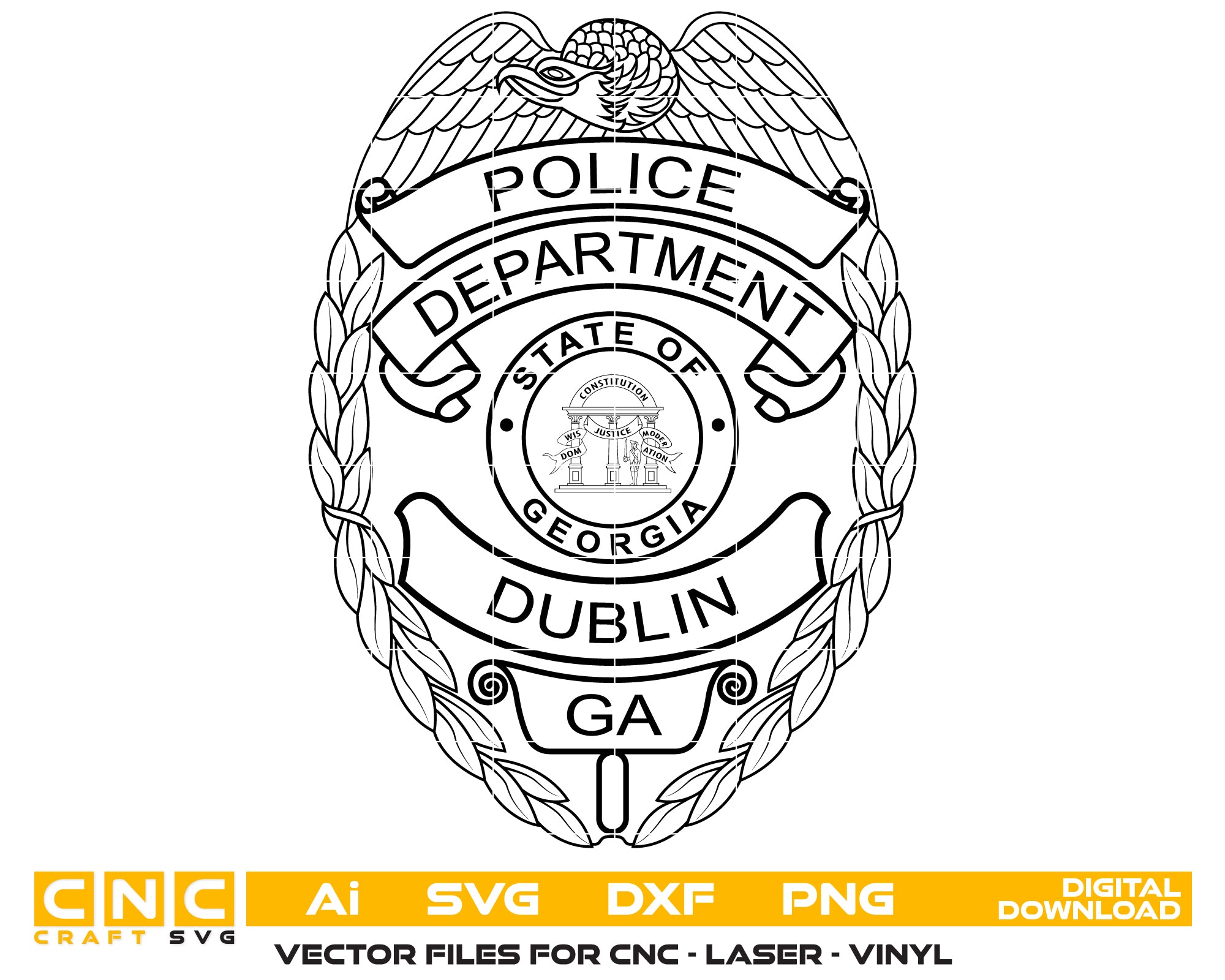 City Of Dublin Police Department Badge SVG, Georgia Police Badge Vector, Dublin Police Department Badge, Law Enforcement Badge SVG, Georgia Police Badge Vector