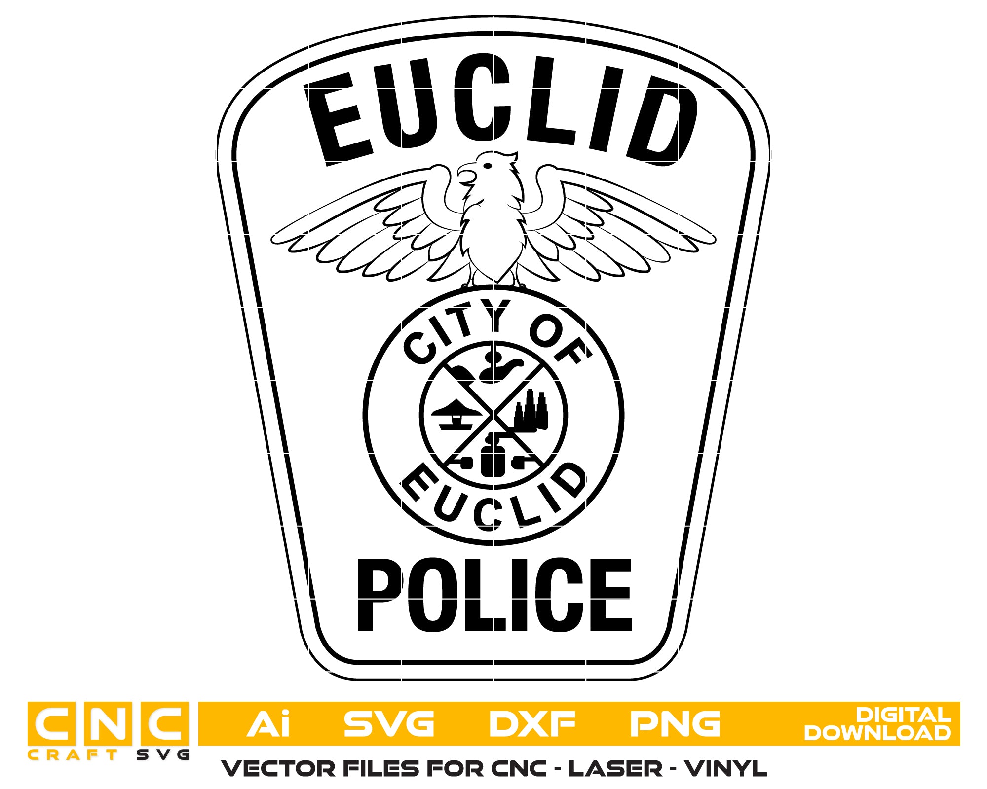 City Of Euclid Police Patch SVG, Euclid Police Patch Vector, Police Department Patch SVG, Law Enforcement Patch Vector, City Police Patch SVG