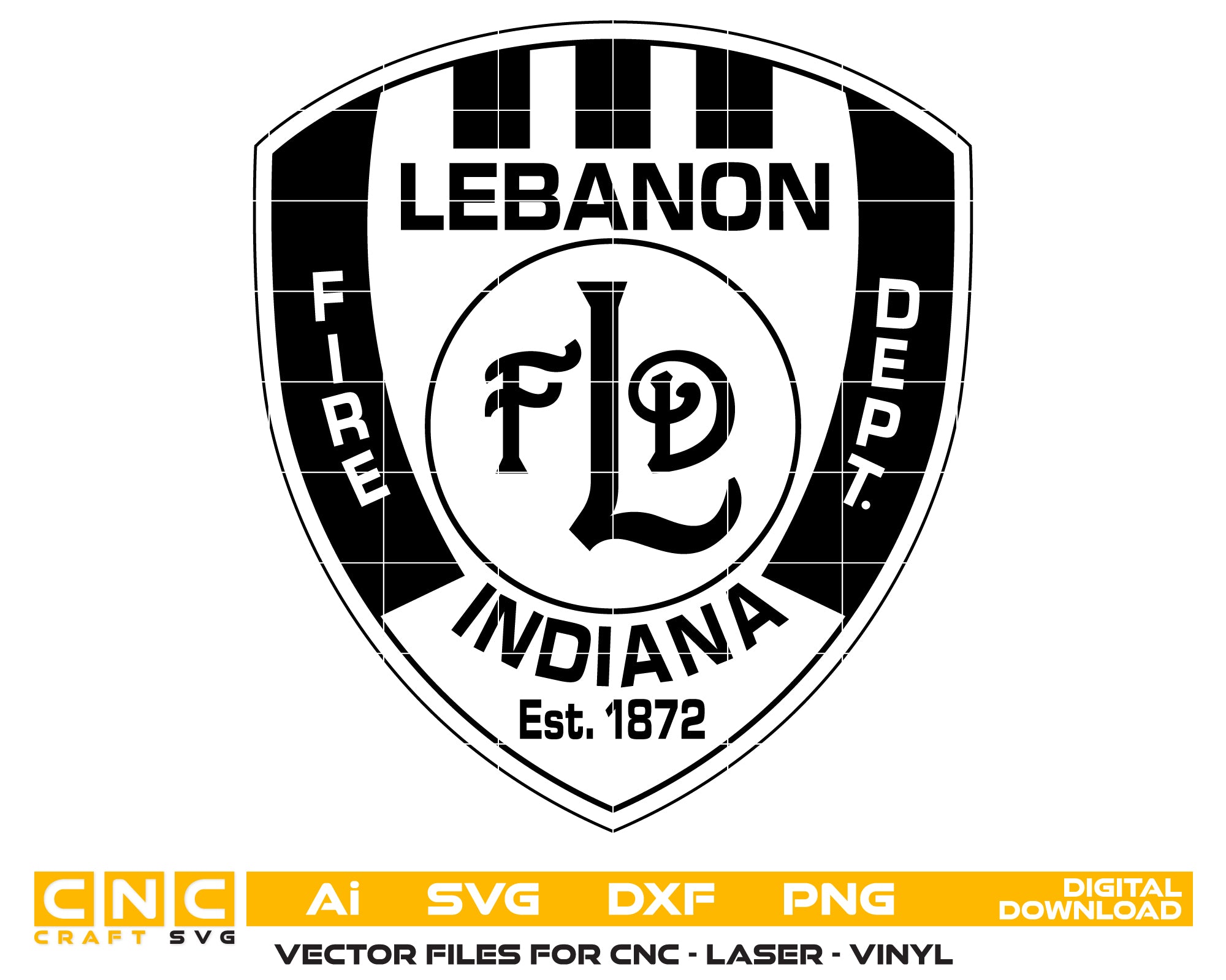 City Of Lebanon Fire Department Patch SVG, Lebanon Fire Department Patch Vector, Fire Department Badge SVG, Law Enforcement Style Patch, Firefighter Patch Vector