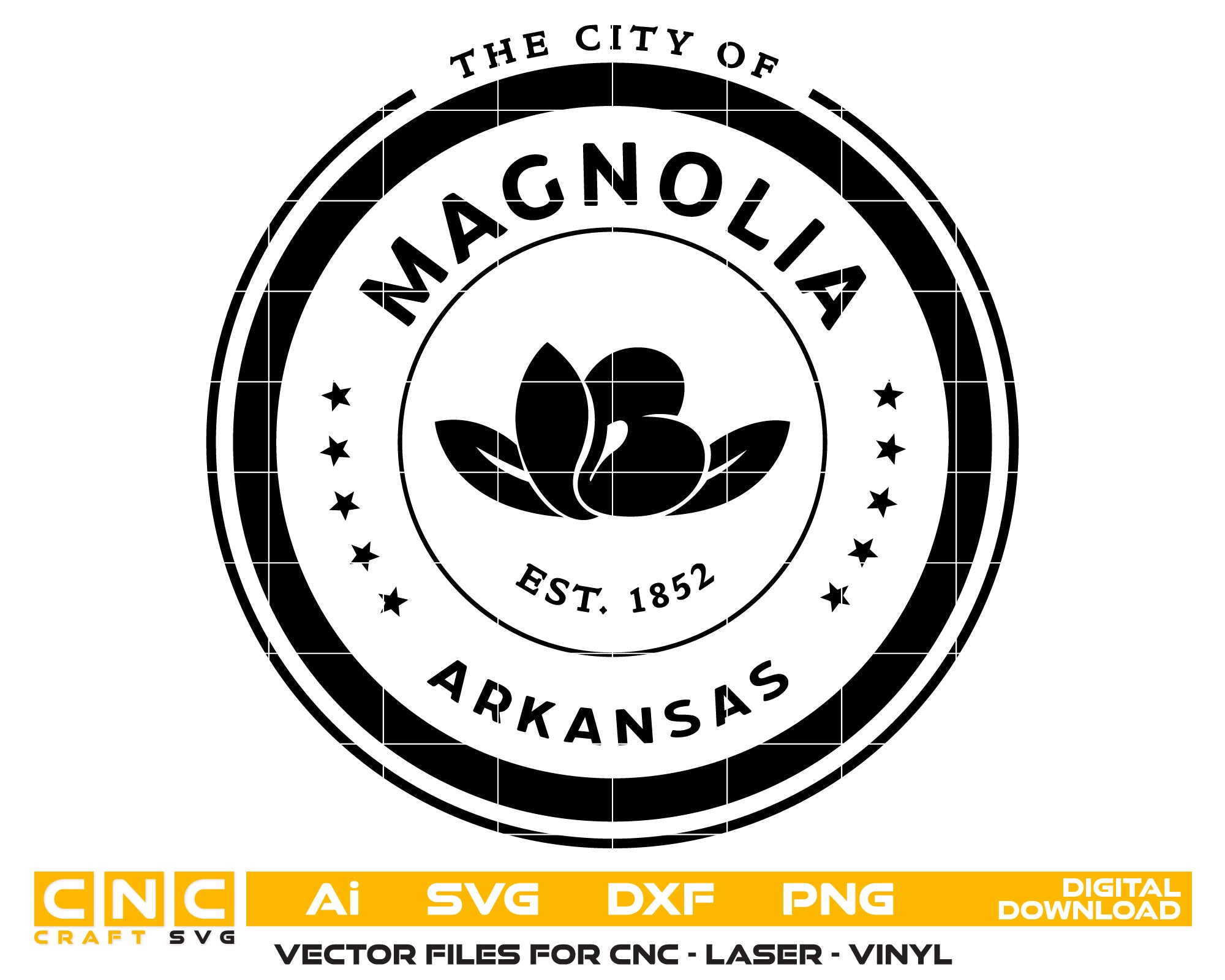 City Of Magnolia Seal SVG, Arkansas City Seal Vector, Magnolia Municipal Seal, Official City Seal SVG, Arkansas City Logo Vector