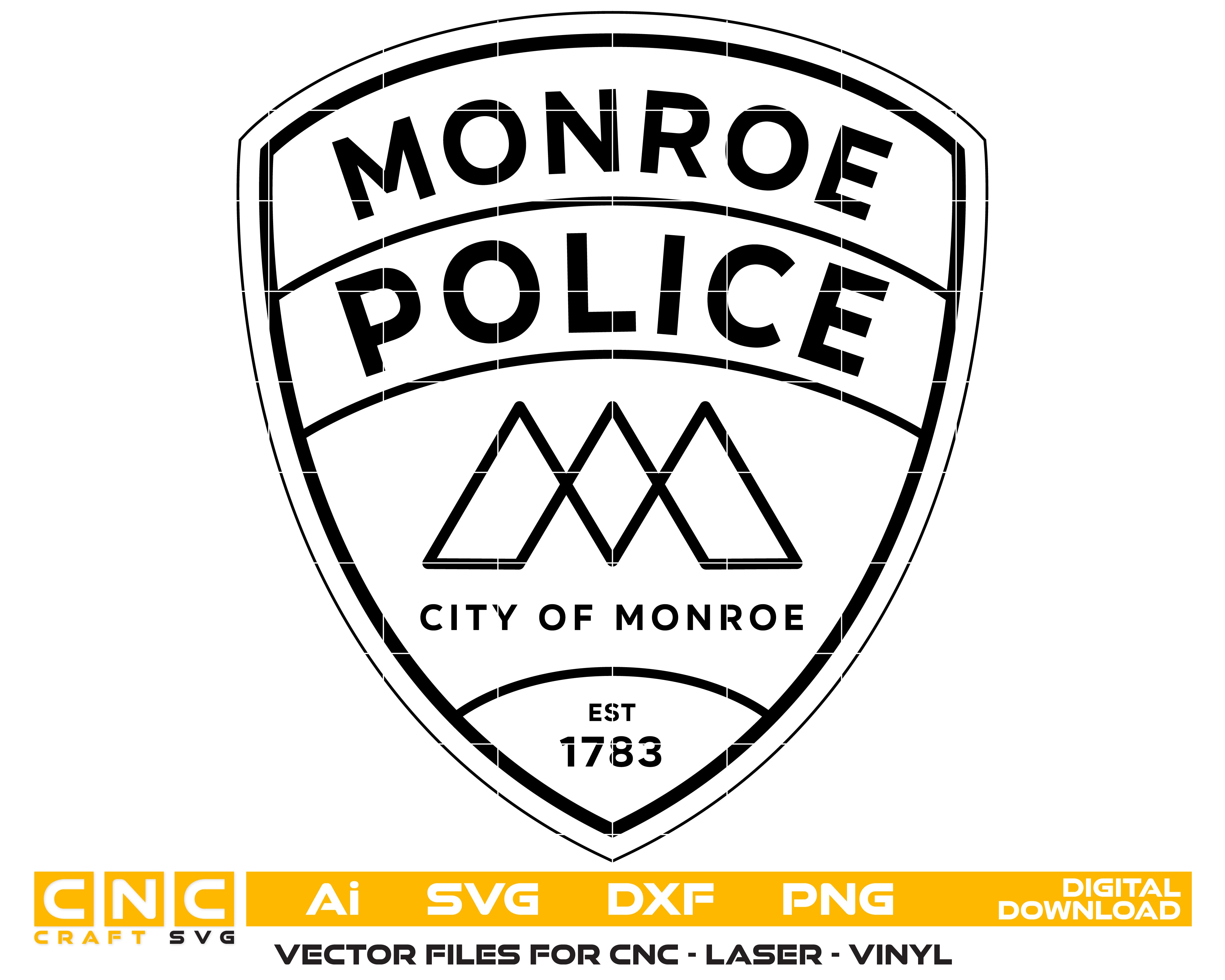 City Of Monroe Police Department Patch SVG, Monroe Police Patch Vector, Police Department Badge SVG, Law Enforcement Badge Vector, City Police Patch SVG