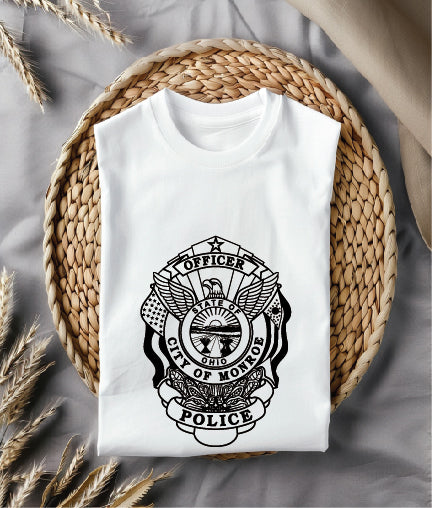 City Of Monroe Police Officer Badge SVG, Ohio Police Officer Badge Vector, Monroe Police Department Badge, Law Enforcement Badge SVG, Ohio Police Badge Vector