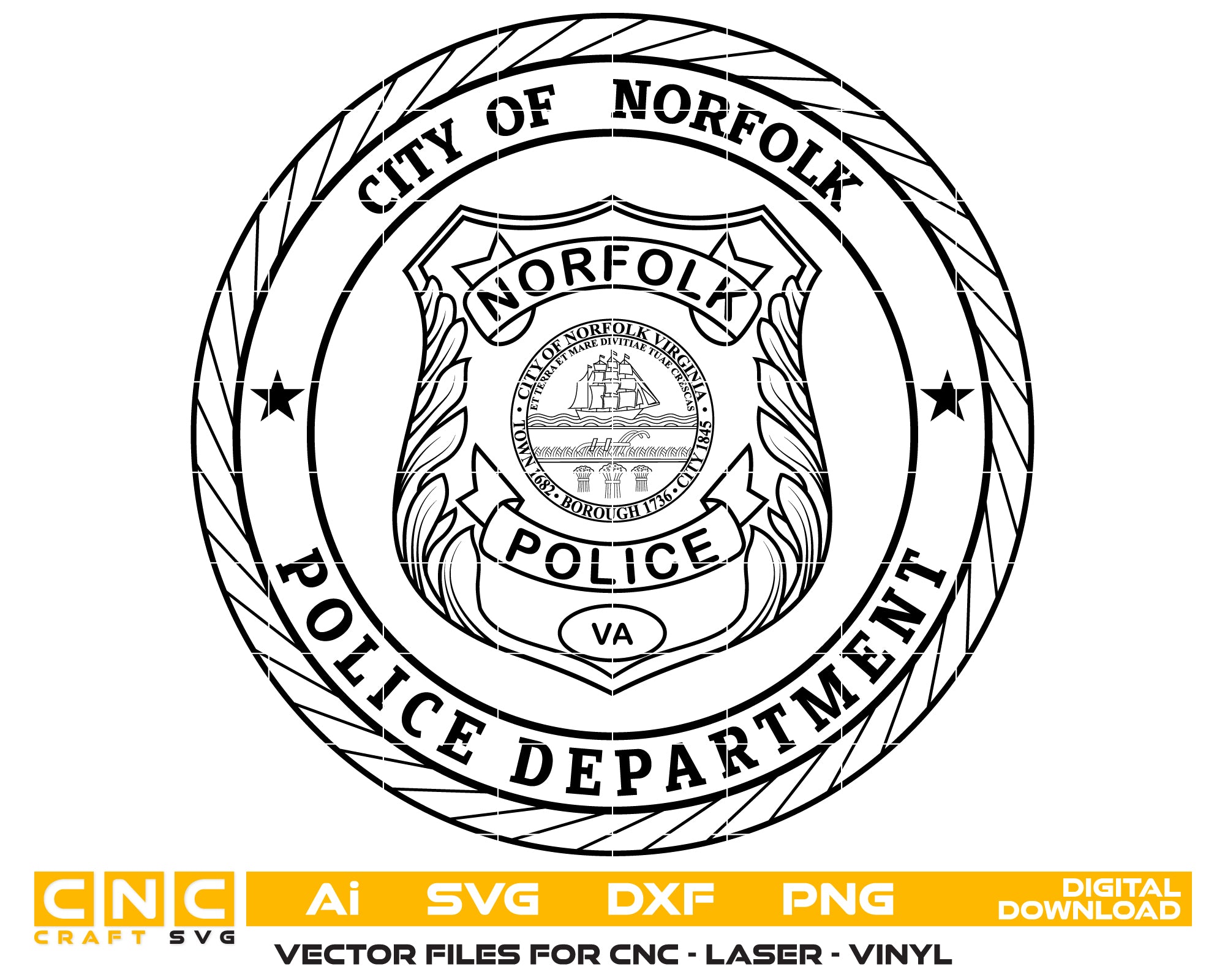 City Of Norfolk Police Dept Challenge Coin SVG, Virginia Police Challenge Coin Vector, Norfolk Police Department Coin, Law Enforcement Coin SVG, Police Tribute Coin Vector