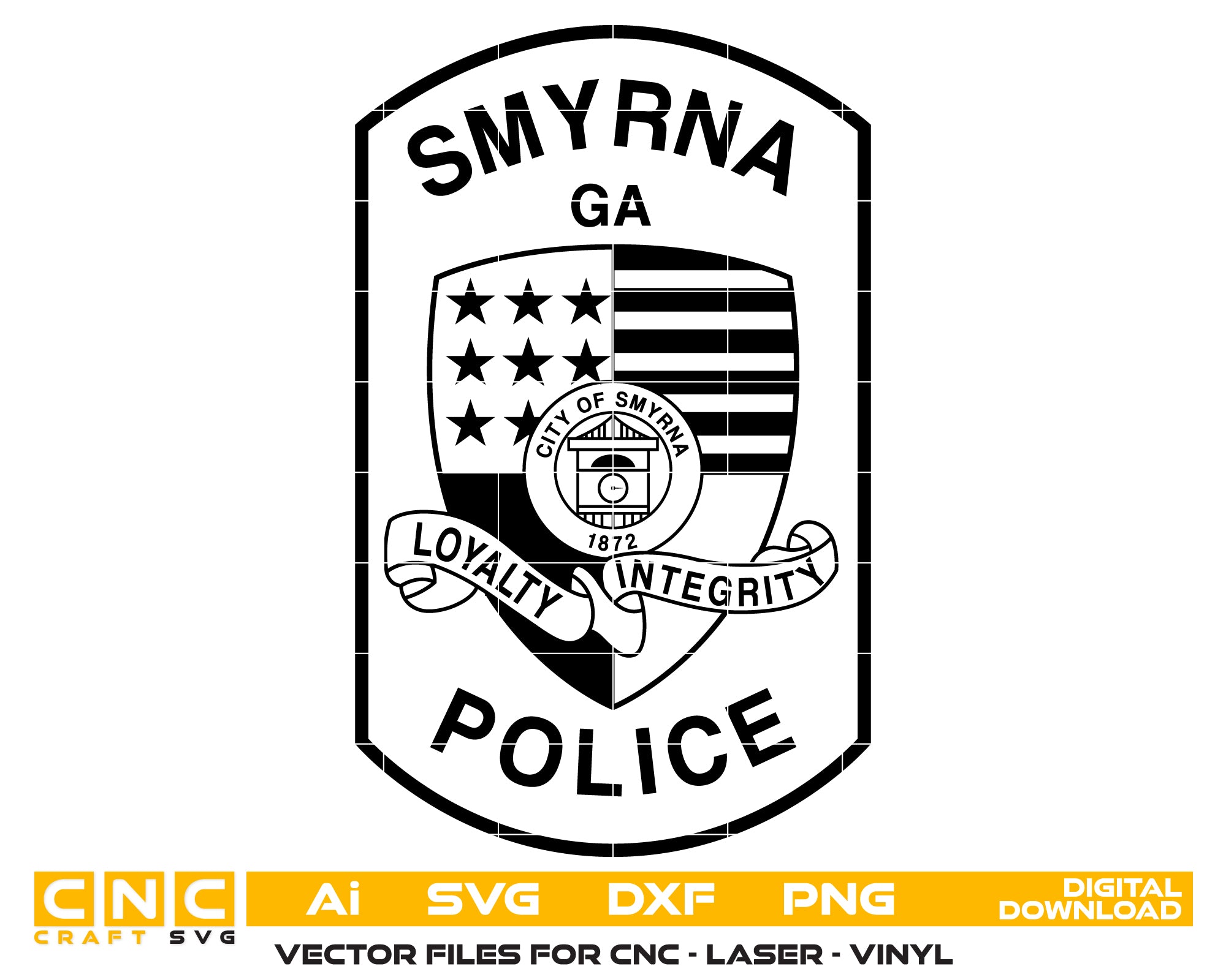City Of Smyrna Police Patch SVG, Smyrna Police Patch Vector, Police Department Patch SVG, Law Enforcement Patch Vector, City Police Patch SVG