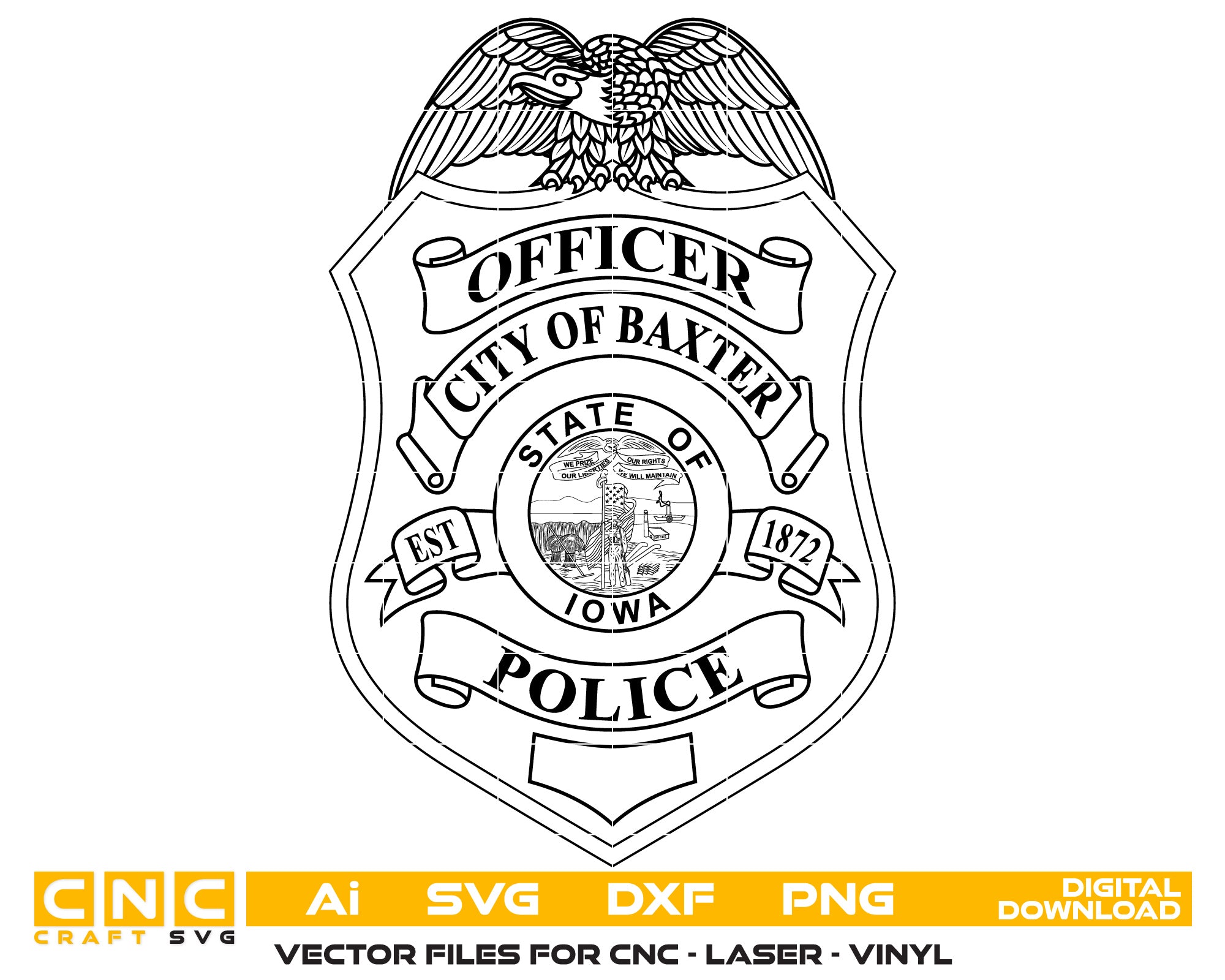 City of Baxter Police Badge SVG, Baxter Police Officer Badge Vector, Baxter Police Logo SVG, Law Enforcement Badge SVG, Police Emblem Vector, Baxter City Badge Design