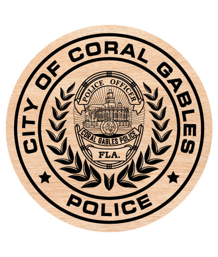 City of Coral Gables Police Officer Badge SVG digital download, Florida police officer emblem vector design for Cricut, Silhouette, CNC, engraving, and law enforcement crafts.
