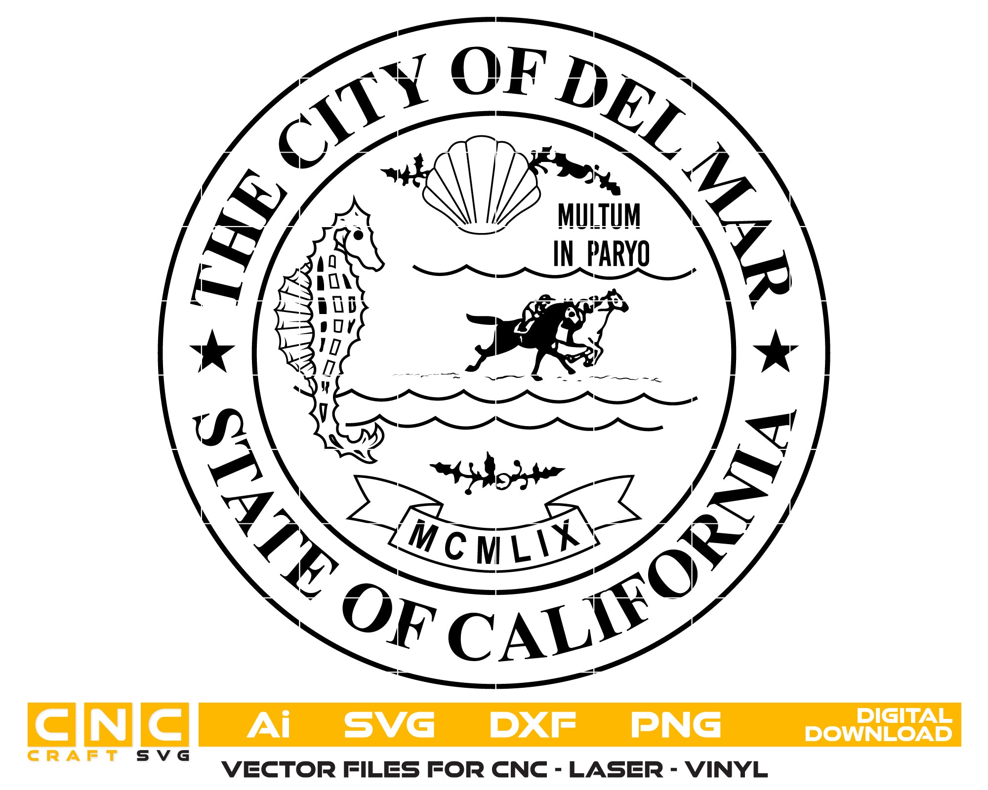 City of Delmar Seal SVG, California City Seal Vector, Delmar Municipal Seal, Law Enforcement Seal SVG, City Logo Vector