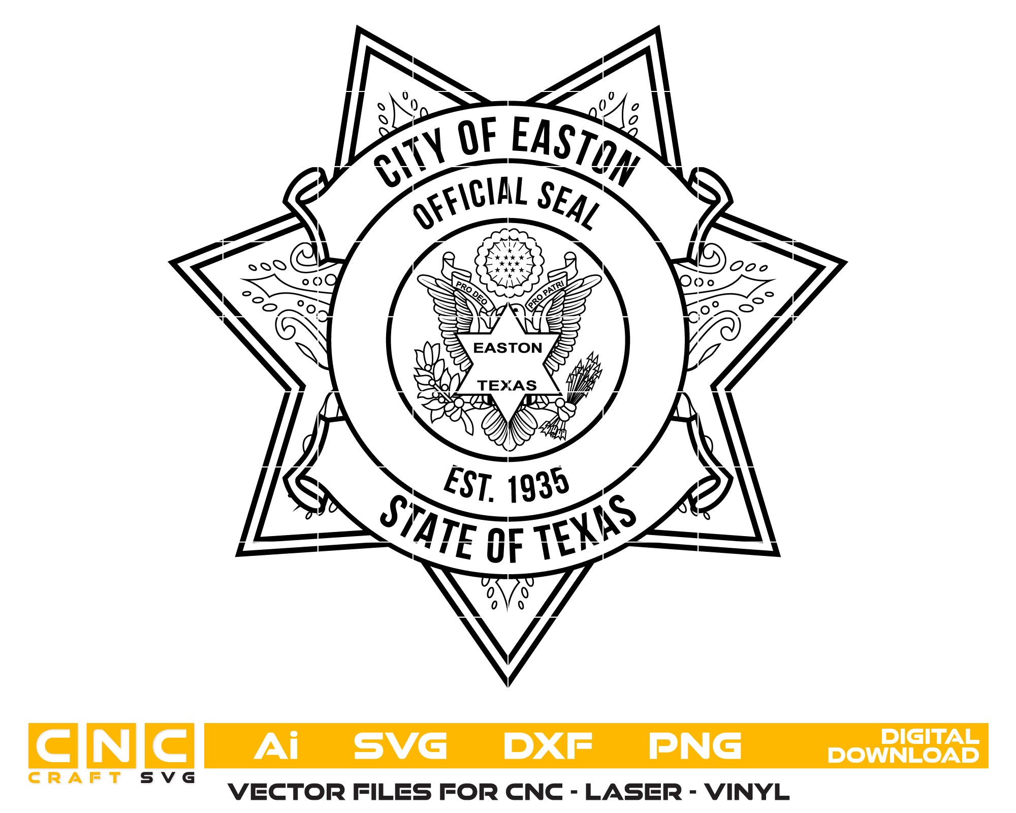 City Of Easton Sheriff Badge SVG, Easton Texas Sheriff Badge Vector, Easton Police Sheriff Emblem SVG, Texas Law Enforcement Badge Vector, Easton Sheriff Emblem