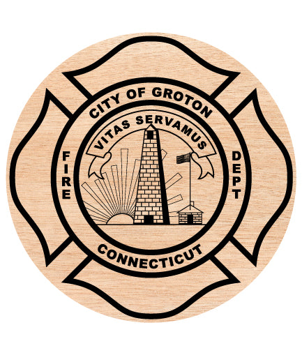 City of Groton Fire Department Patch SVG digital download, Connecticut firefighter emblem vector design for Cricut, Silhouette, CNC, engraving, and fire service crafts.