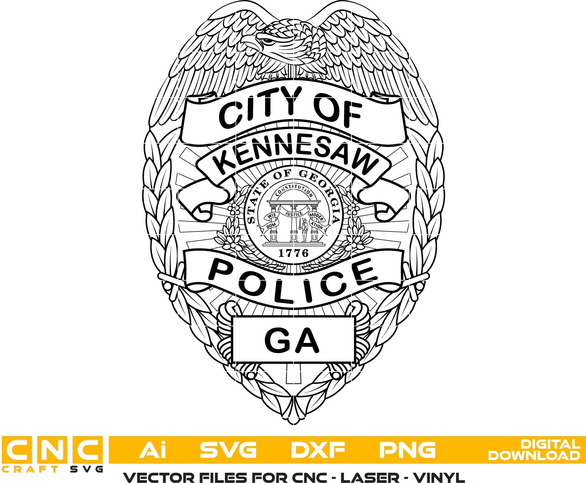 City of Kennesaw Police Badge SVG, Georgia Police Badge Vector, Kennesaw Police Badge, Law Enforcement Badge SVG, Police Department Badge Vector