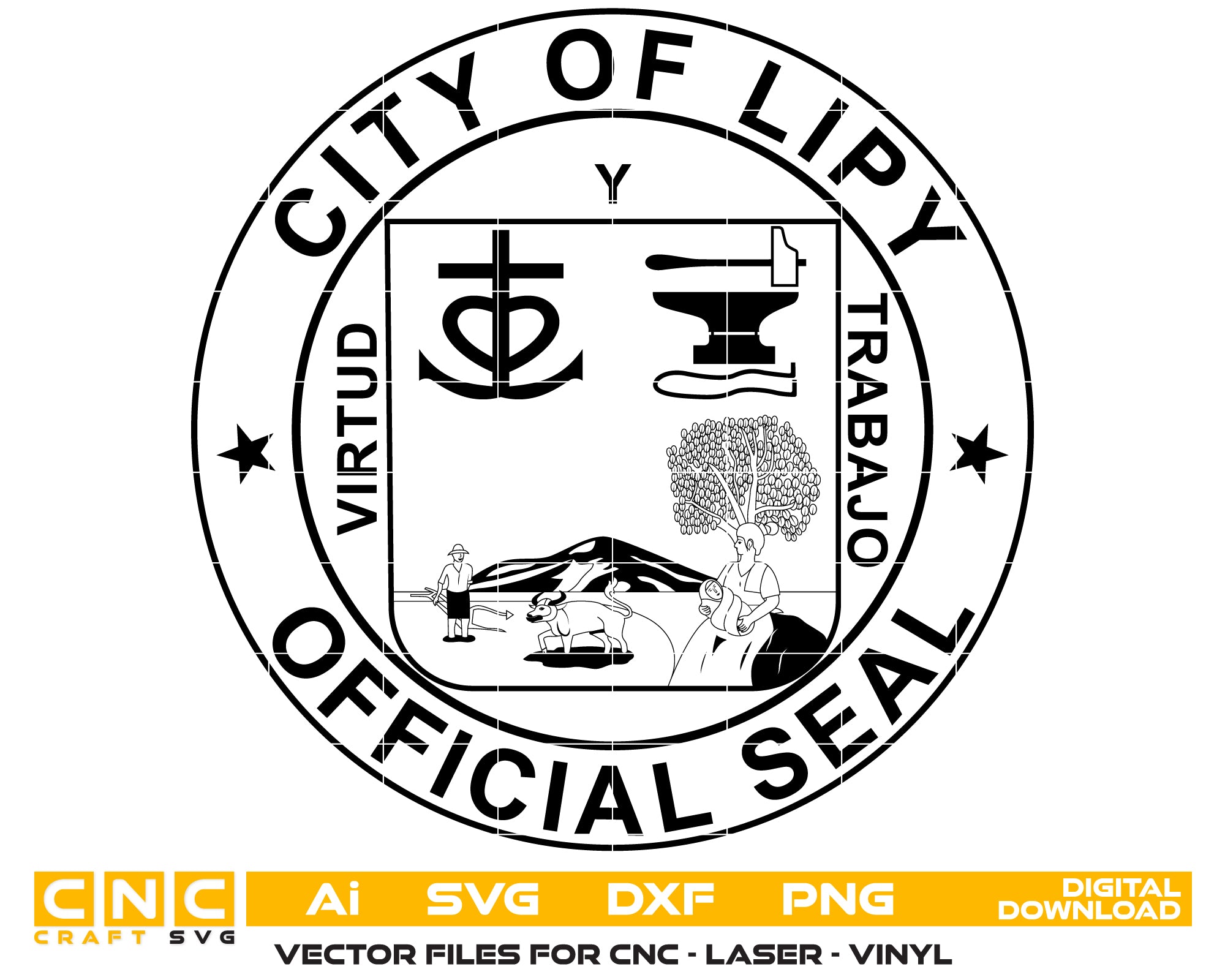 City of Lipy Official Seal SVG, Municipal Seal Vector, Official City Seal, City Logo SVG, Lipy Municipal Seal Vector