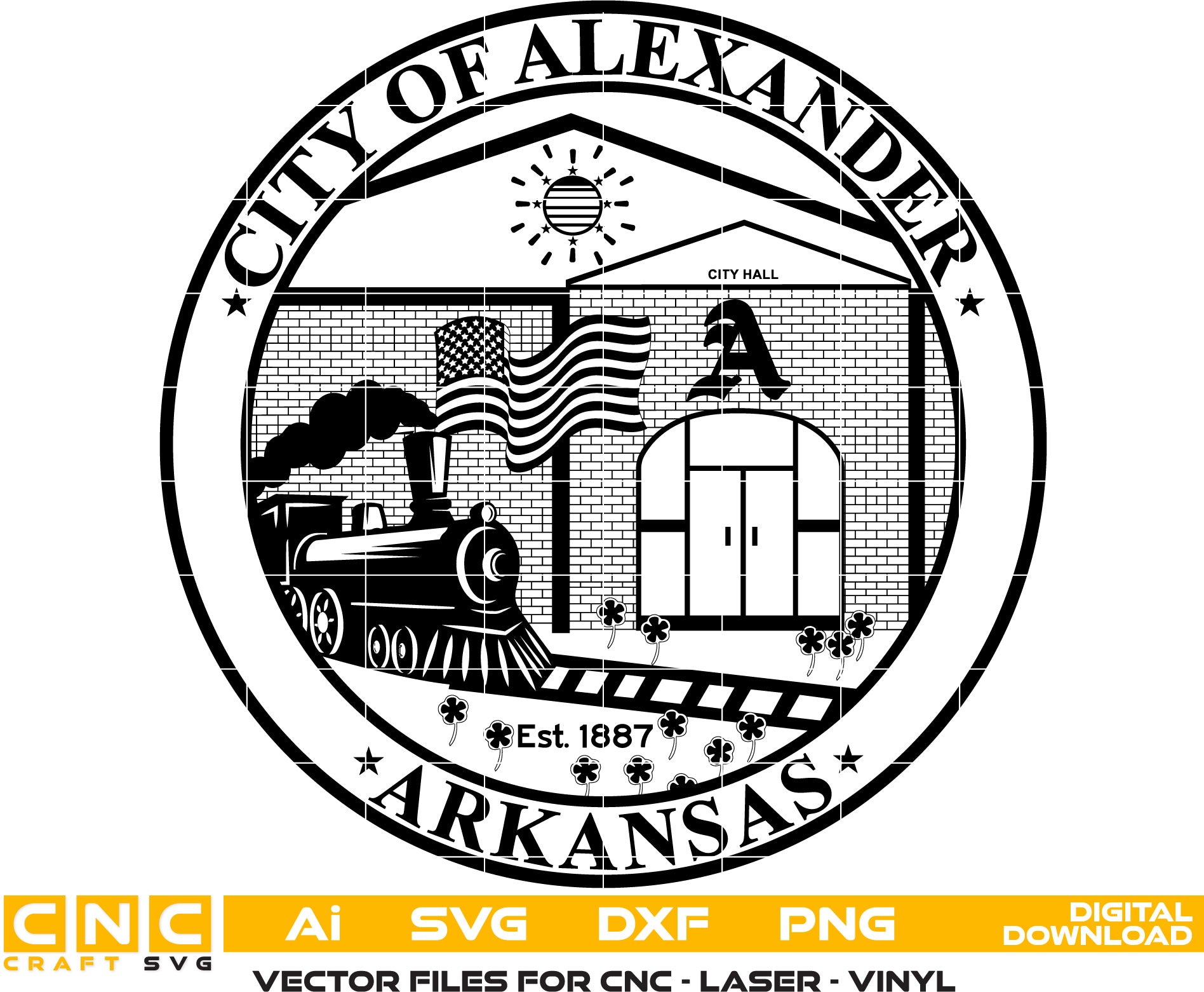 City of Alexander Seal, Arkansas Seal Vector art, Arkansas badge, Digi