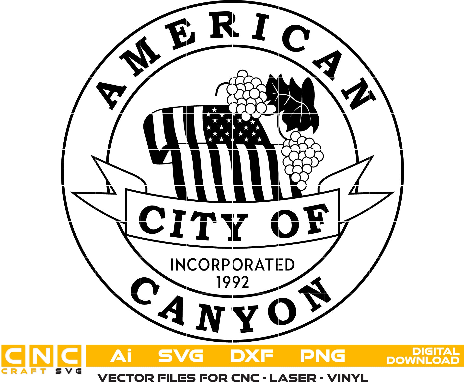 City of American Canyon Seal Vector Art , California Seal Vector Art, vector out line, Canyon Seal