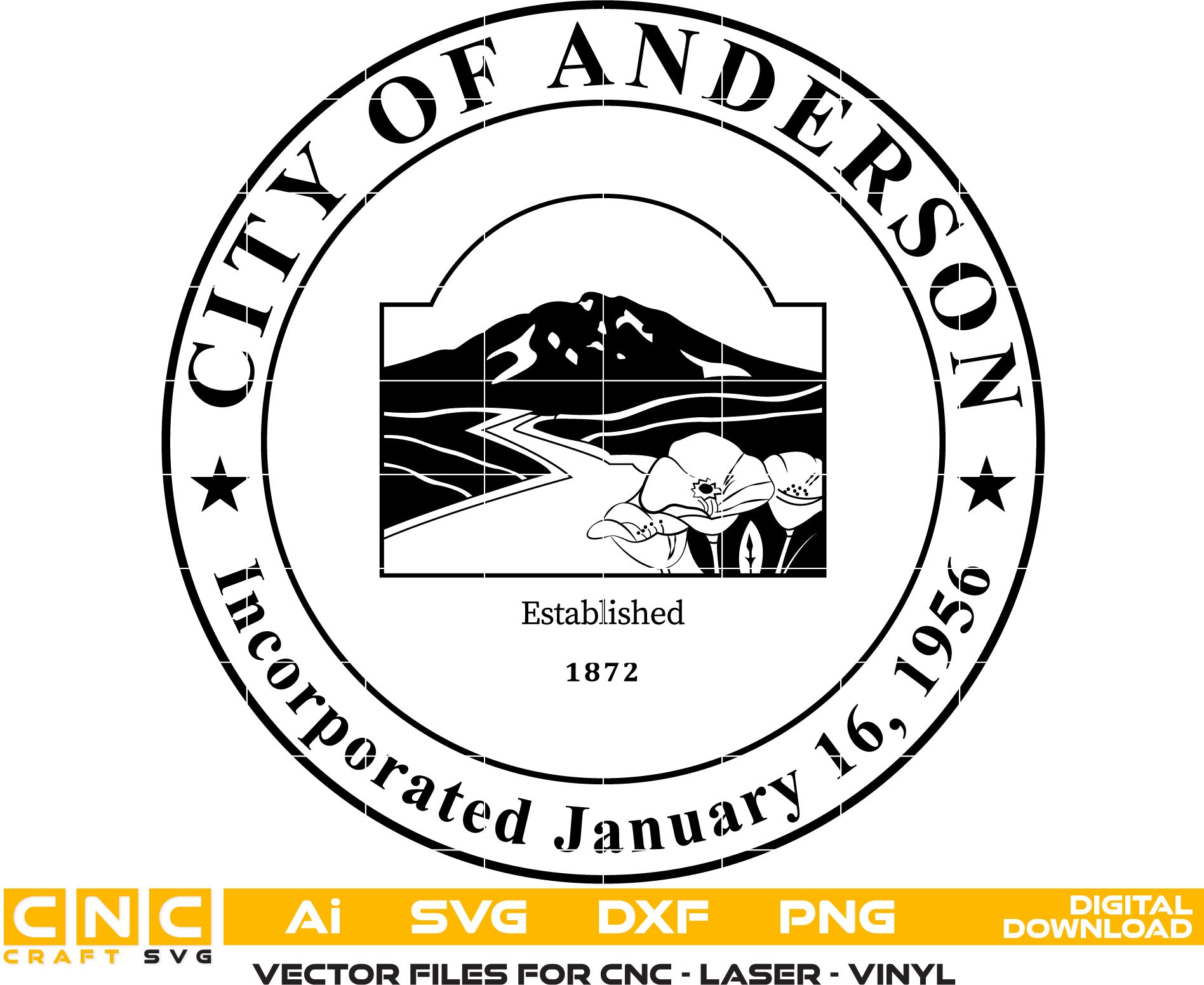 City of Anderson Seal Vector Art, California Seal, Seal Svg