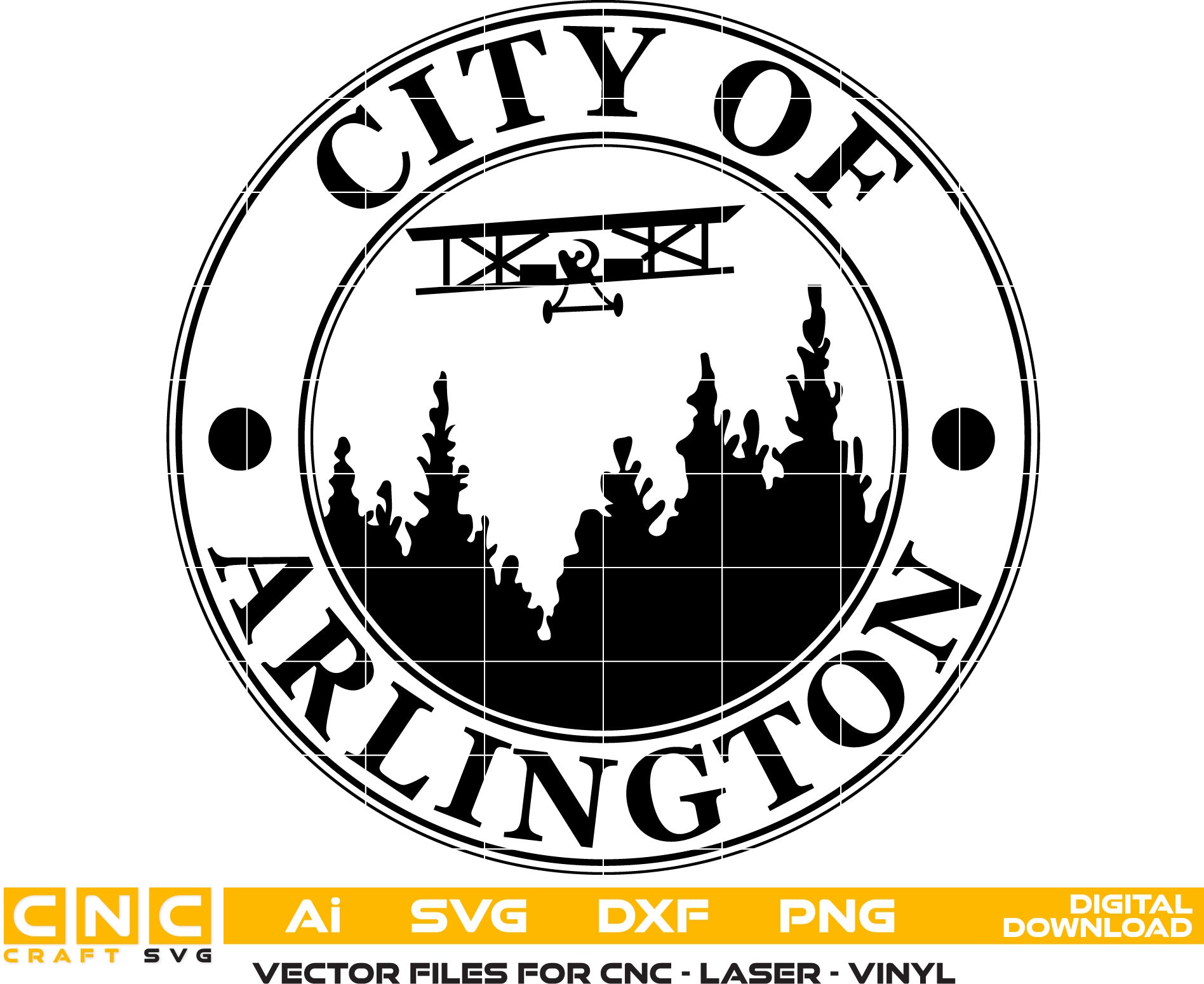 City of Arlington Seal Vector Art, Ai,SVG, DXF, PNG, Digital Files