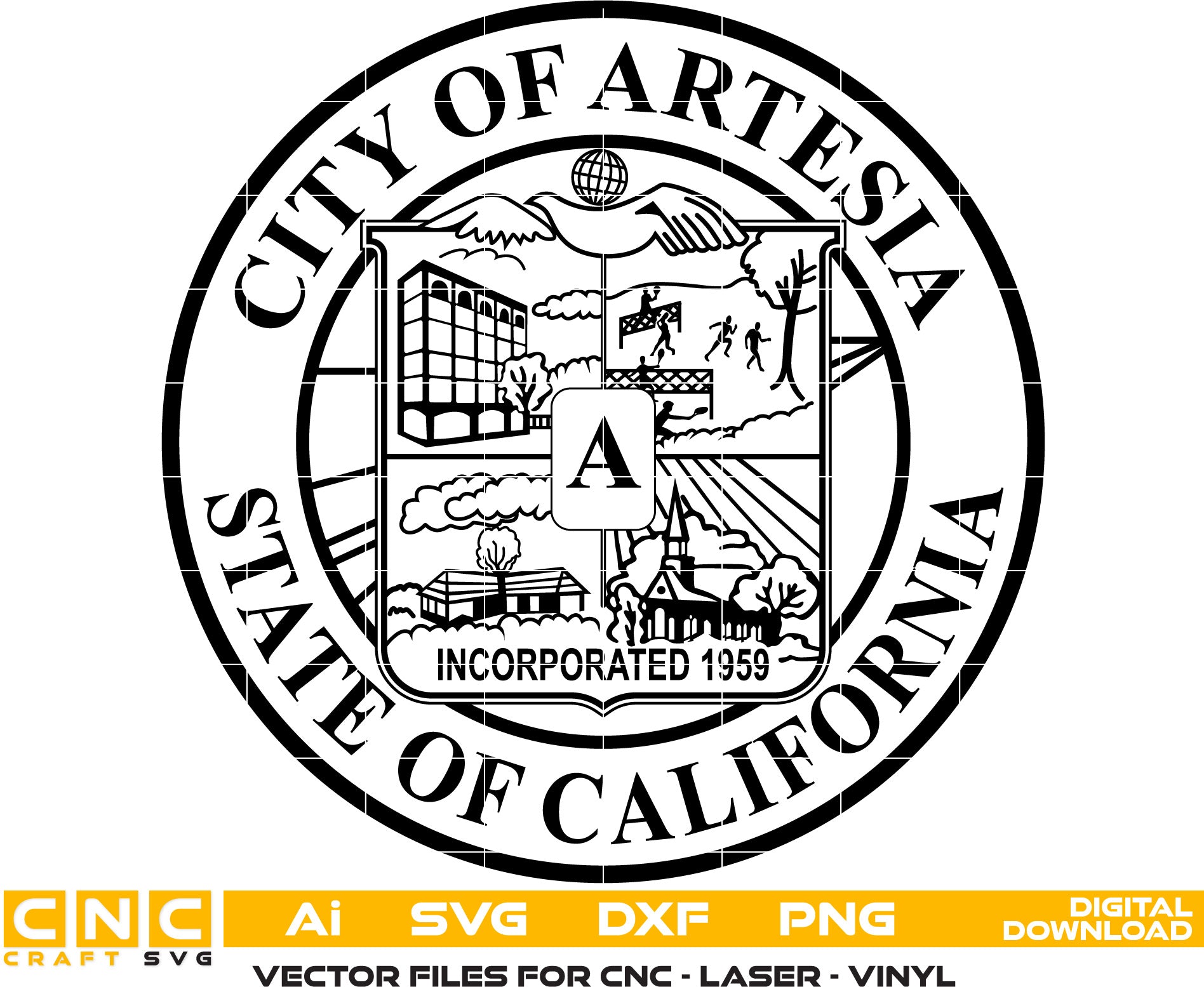 City of Artesia Seal, California Seal Vector Art , Seal Svg