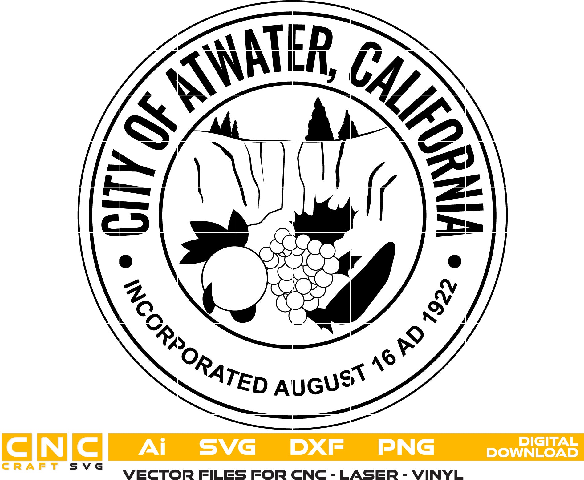 City of Atwater Seal, California Seal Vector Art, Seal Svg