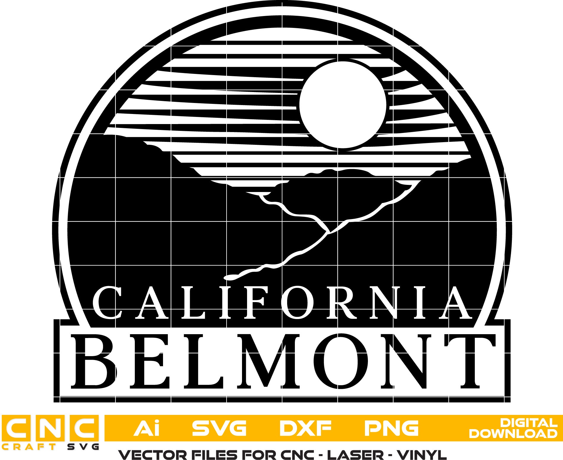 City of Belmont Seal, California Seal Vector art Svg, Dxf, Jpg, Png and Ai files For laser engraving, woodworking, acrylic painting, and all printing machines.