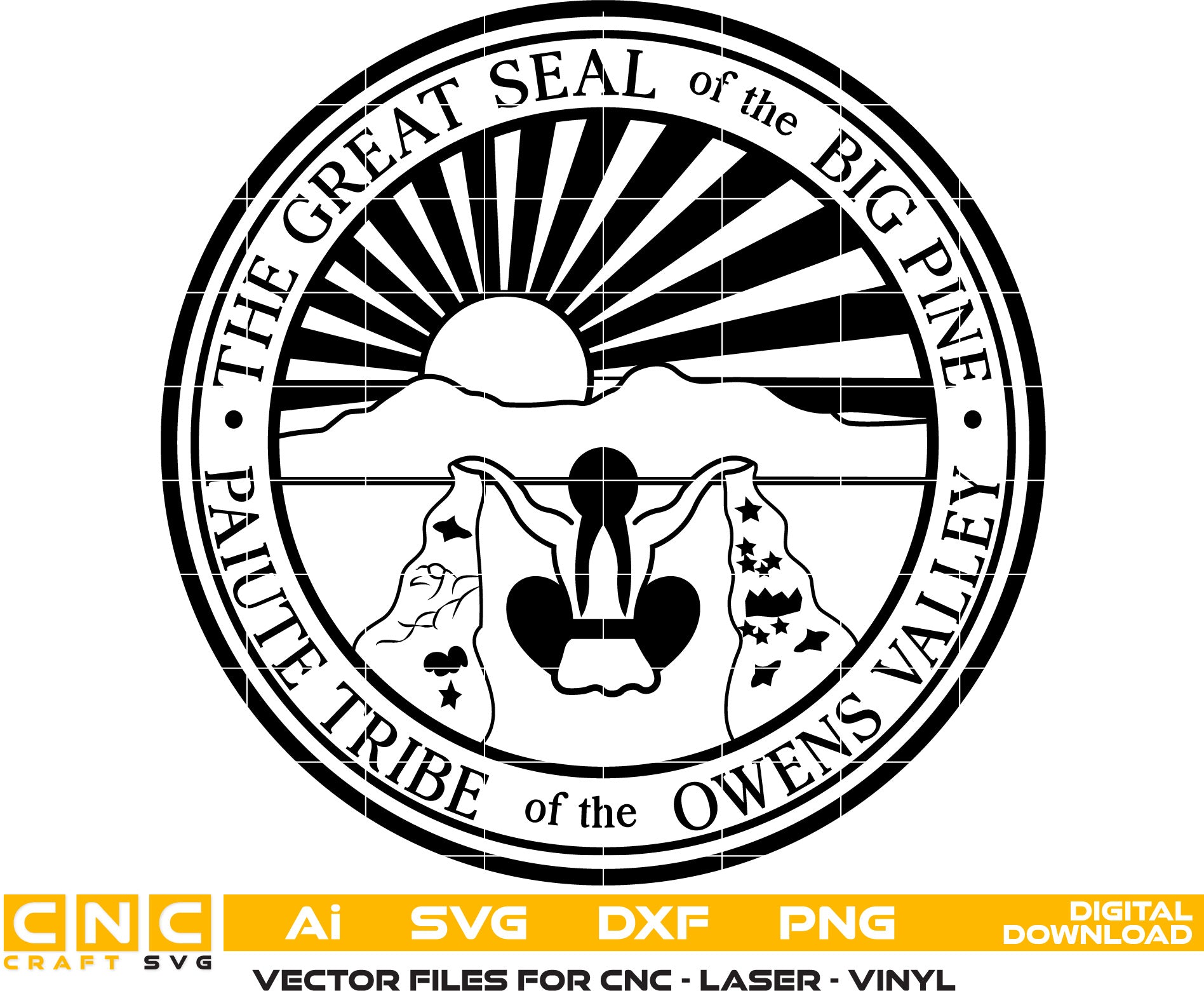 City of Big Pine Seal, California Seal Vector art Svg, Dxf, Jpg, Png and Ai files For laser engraving, woodworking, acrylic painting, and all printing machines.