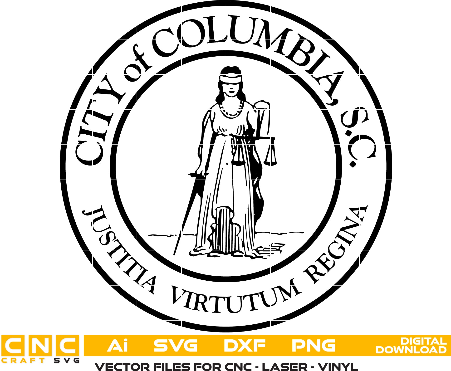 City of Columbia Seal Vector Art Bundle - Svg, Dxf, Png, Ai Files for Laser Engraving