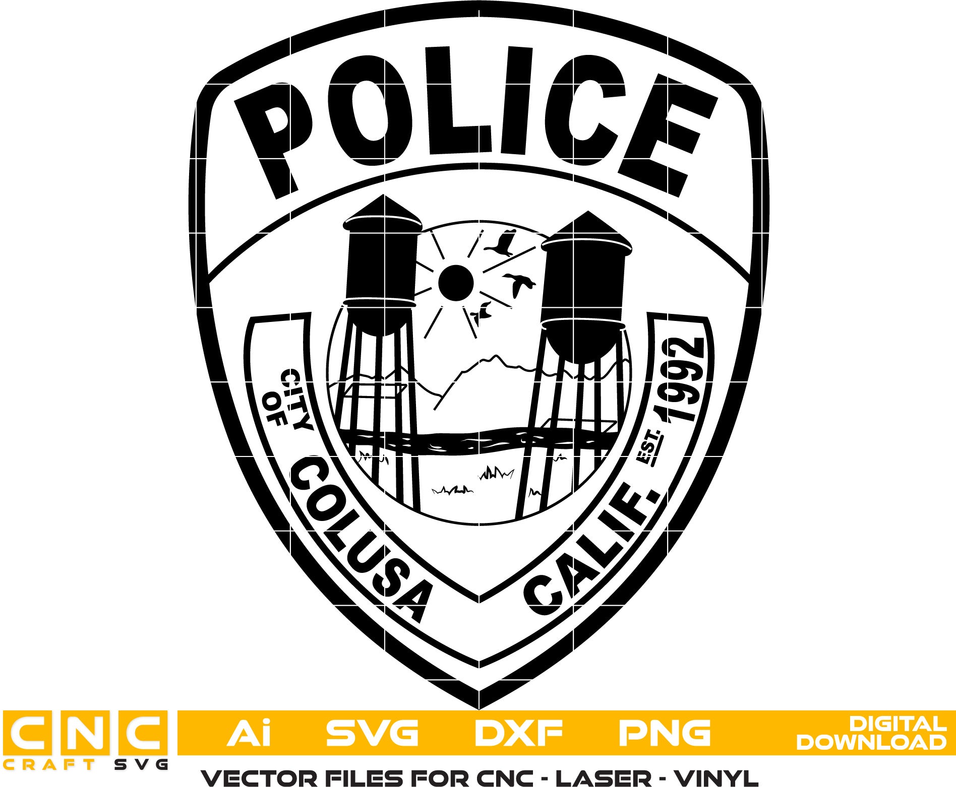 City of Colusa California Police Badge, Colusa Police Badge, Colusa Police vector art, digital File