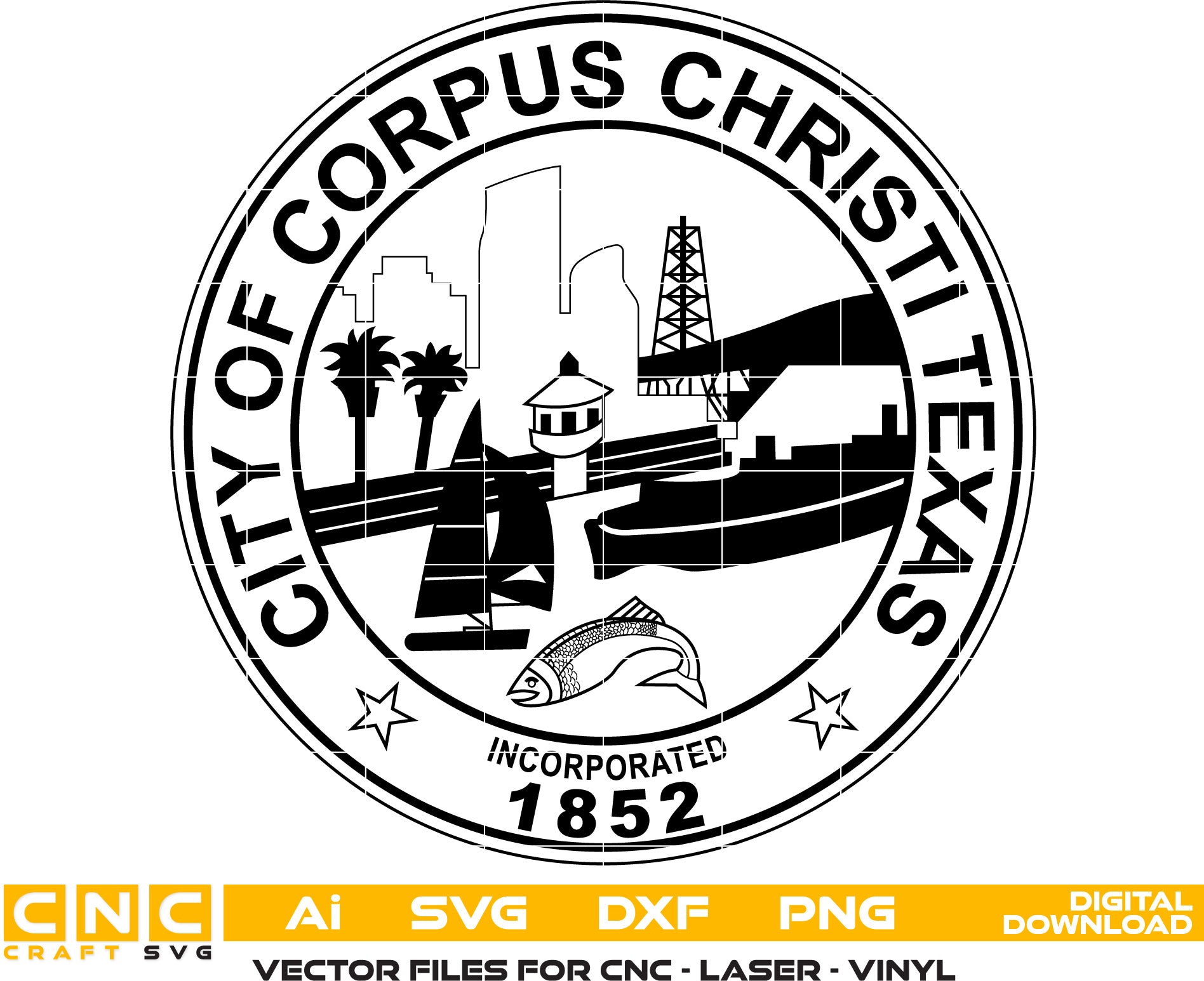 City of Corpus Christi Texas Seal vector art, Christi Texas logo, digital file