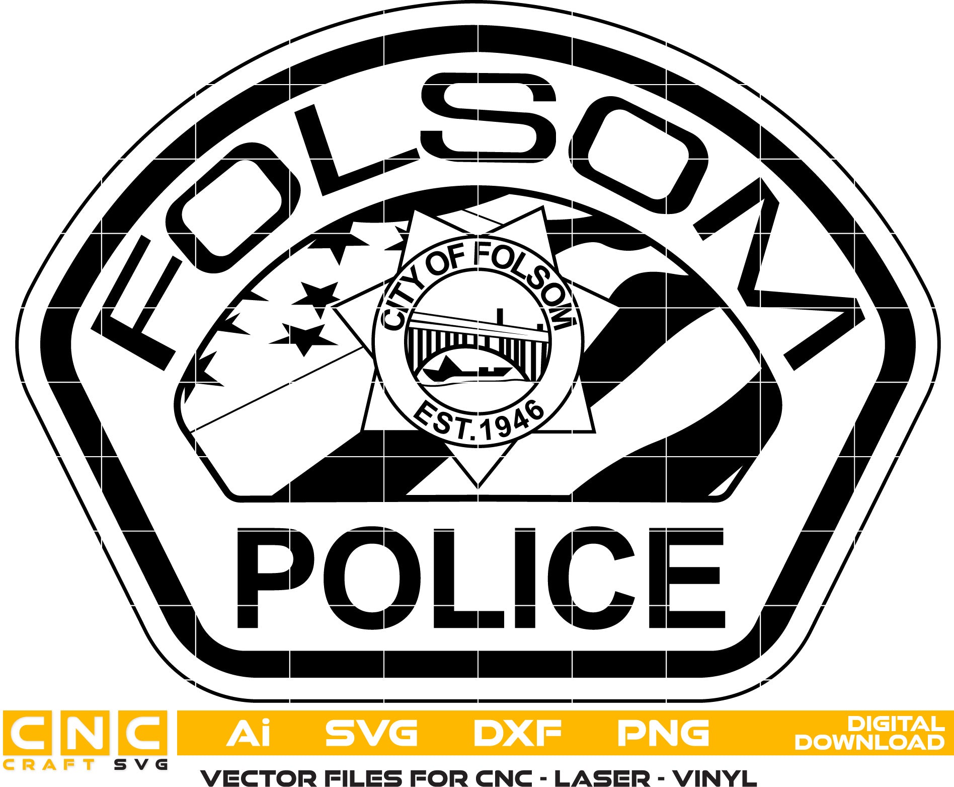 City of Folsom Police Badge Vector Art, Police Logo