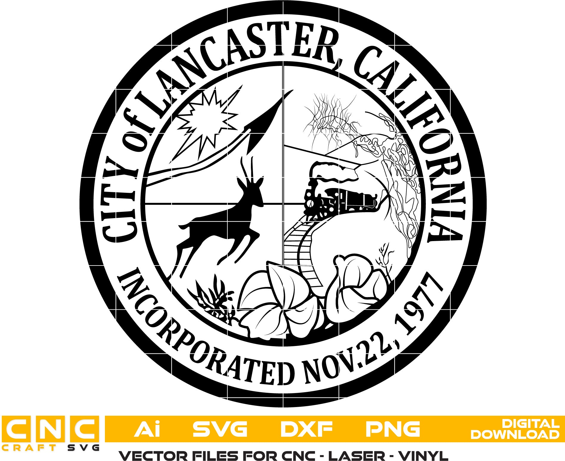 City of Lancaster Seal, California Seal, City of Lancaster logo, Vector art, Digital File