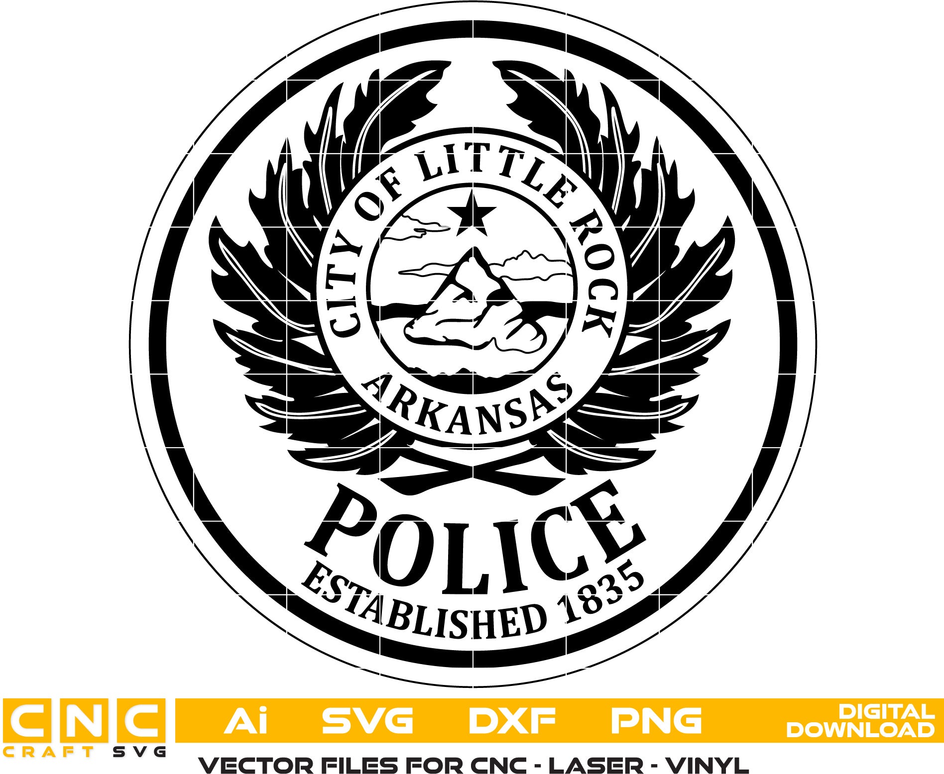 City of Little Rock Police Logo, Arkansas Police Badge Vector Art, Digital file